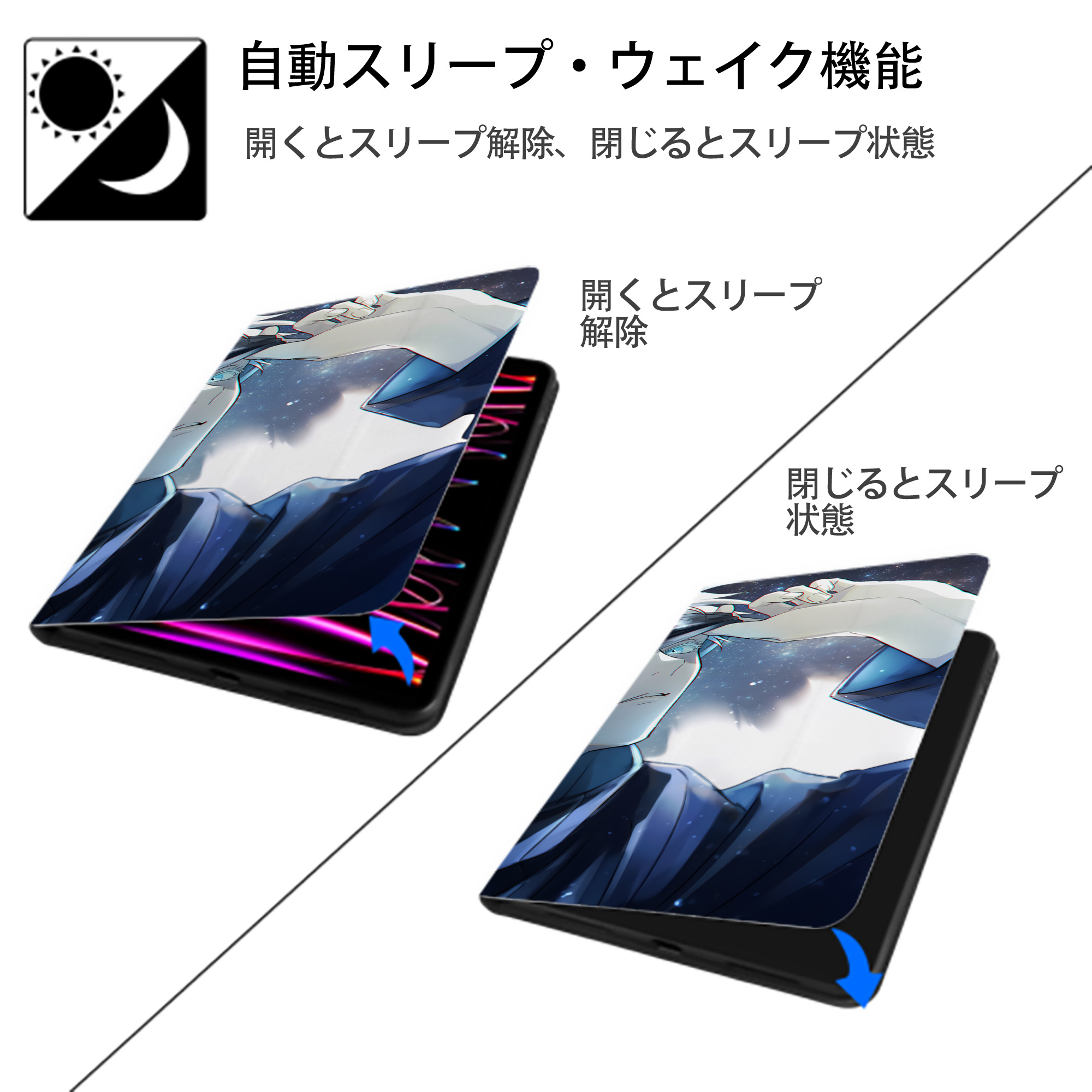 呪術廻戦 Jujutsu Kaisen IPad ケース ブック型 PUレザー TPU 耐衝撃 軽量 薄型 ペン収納なし 全面保護 IPad 各モデル対応