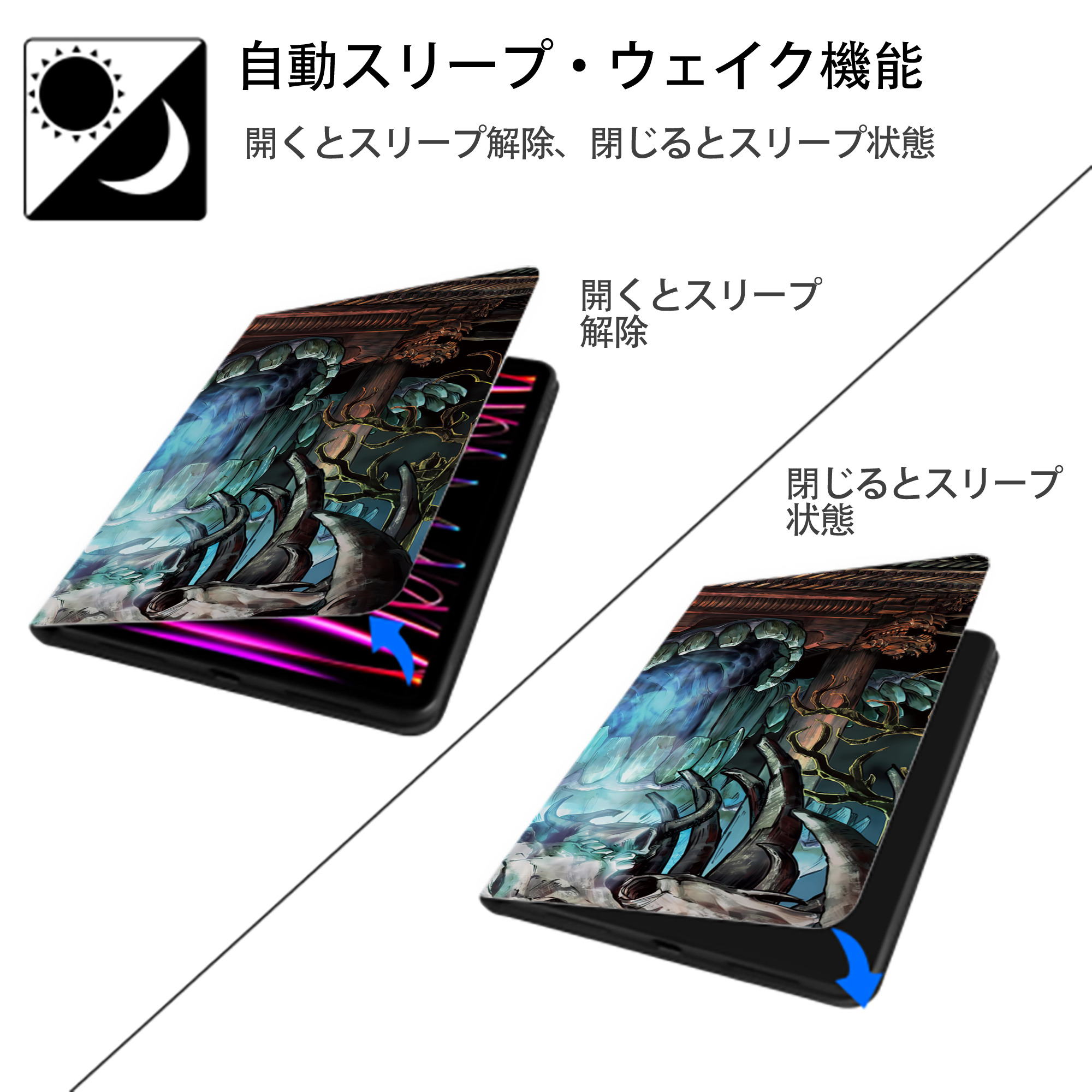 呪術廻戦 Jujutsu Kaisen IPad ケース ブック型 PUレザー TPU 耐衝撃 軽量 薄型 ペン収納なし 全面保護 IPad 各モデル対応