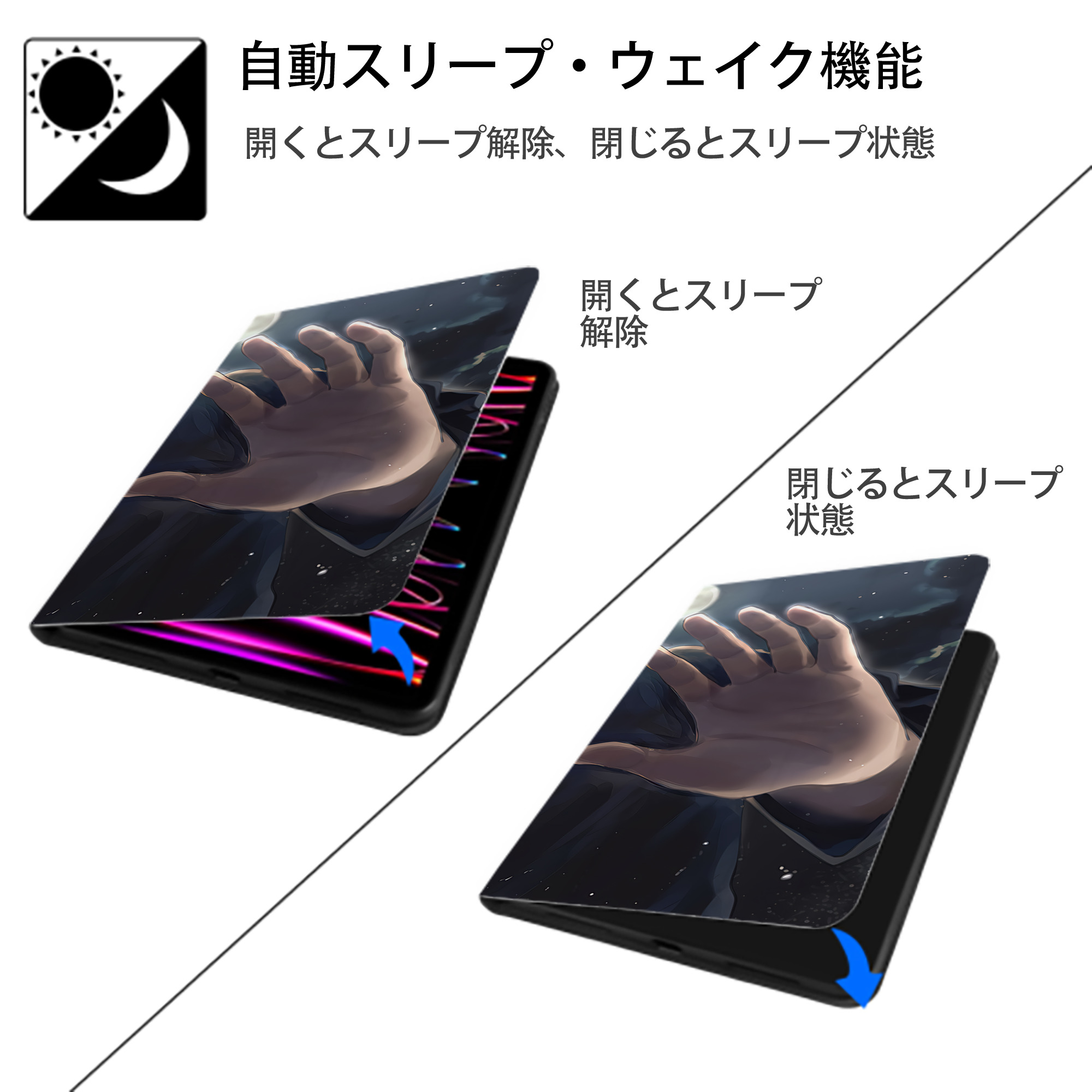 呪術廻戦 Jujutsu Kaisen IPad ケース ブック型 PUレザー TPU 耐衝撃 軽量 薄型 ペン収納なし 全面保護 IPad 各モデル対応