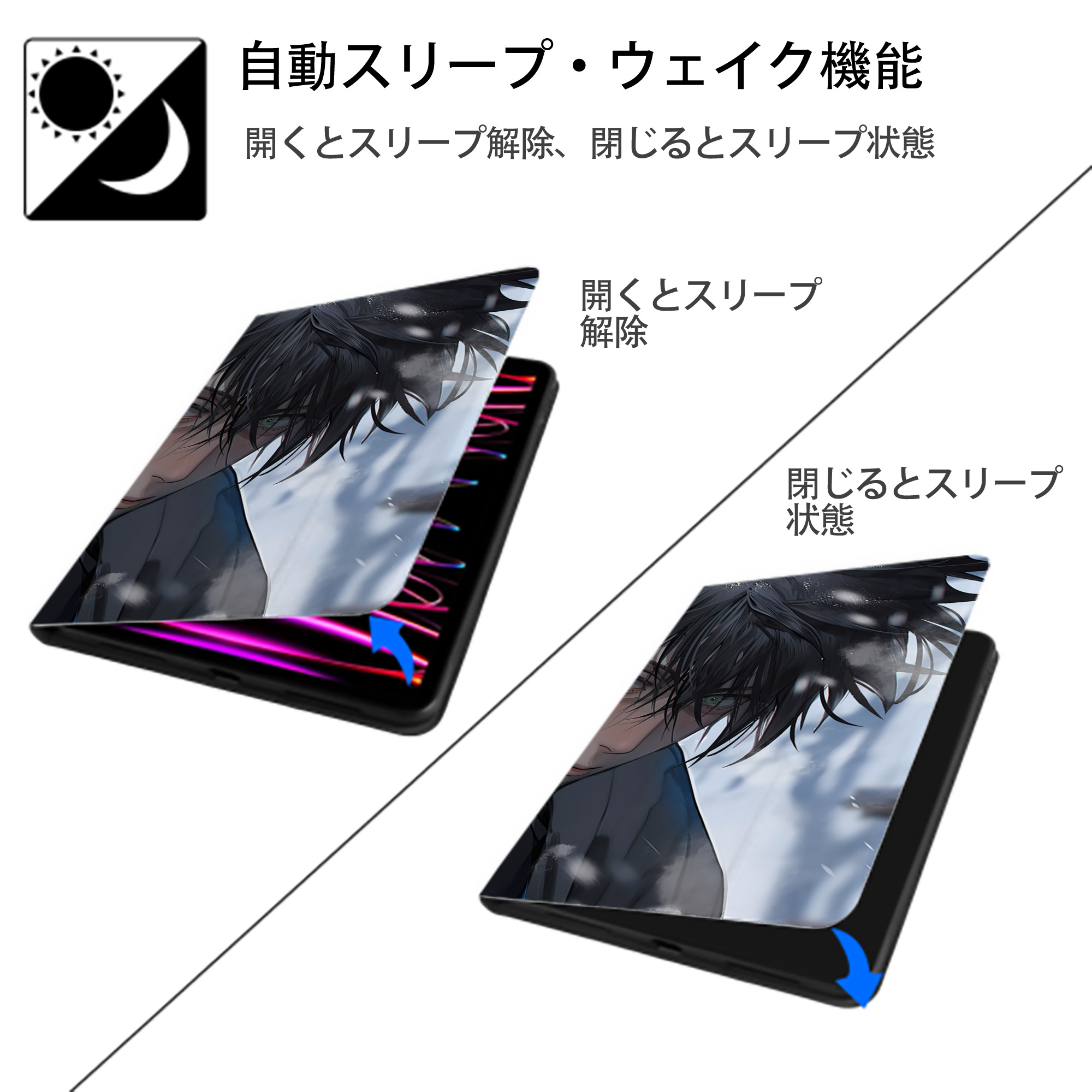 呪術廻戦 Jujutsu Kaisen IPad ケース ブック型 PUレザー TPU 耐衝撃 軽量 薄型 ペン収納なし 全面保護 IPad 各モデル対応