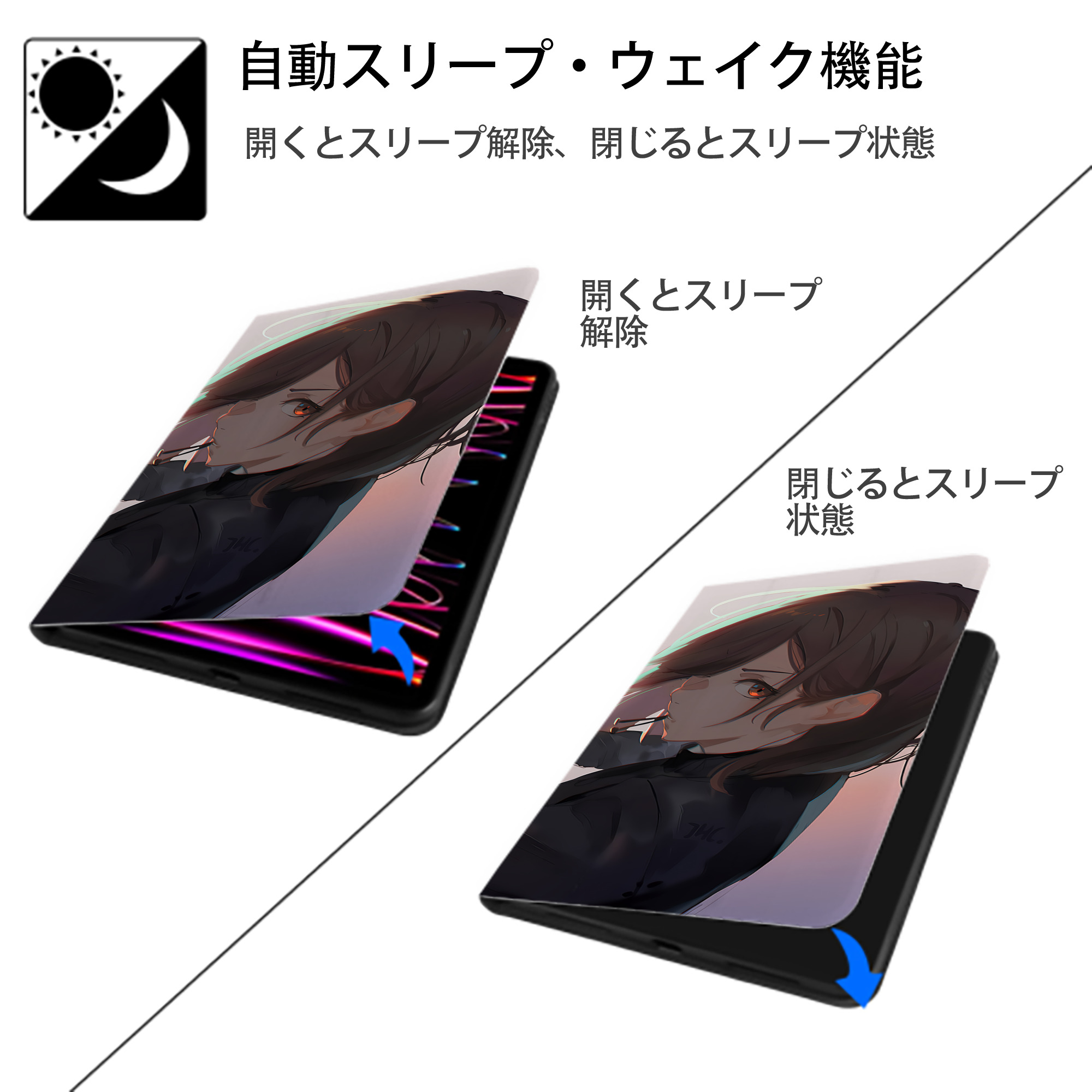 呪術廻戦 Jujutsu Kaisen IPad ケース ブック型 PUレザー TPU 耐衝撃 軽量 薄型 ペン収納なし 全面保護 IPad 各モデル対応