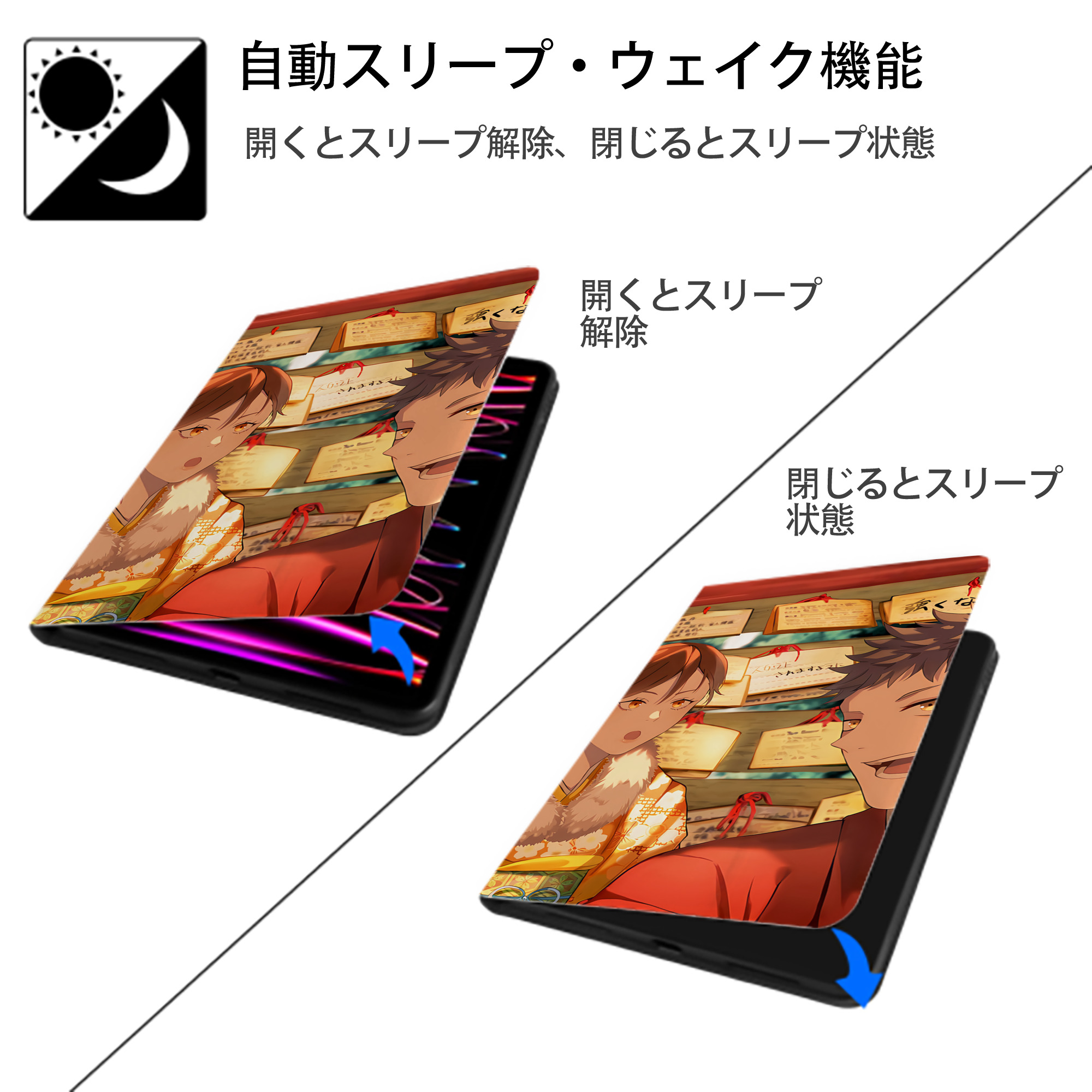呪術廻戦 Jujutsu Kaisen IPad ケース ブック型 PUレザー TPU 耐衝撃 軽量 薄型 ペン収納なし 全面保護 IPad 各モデル対応