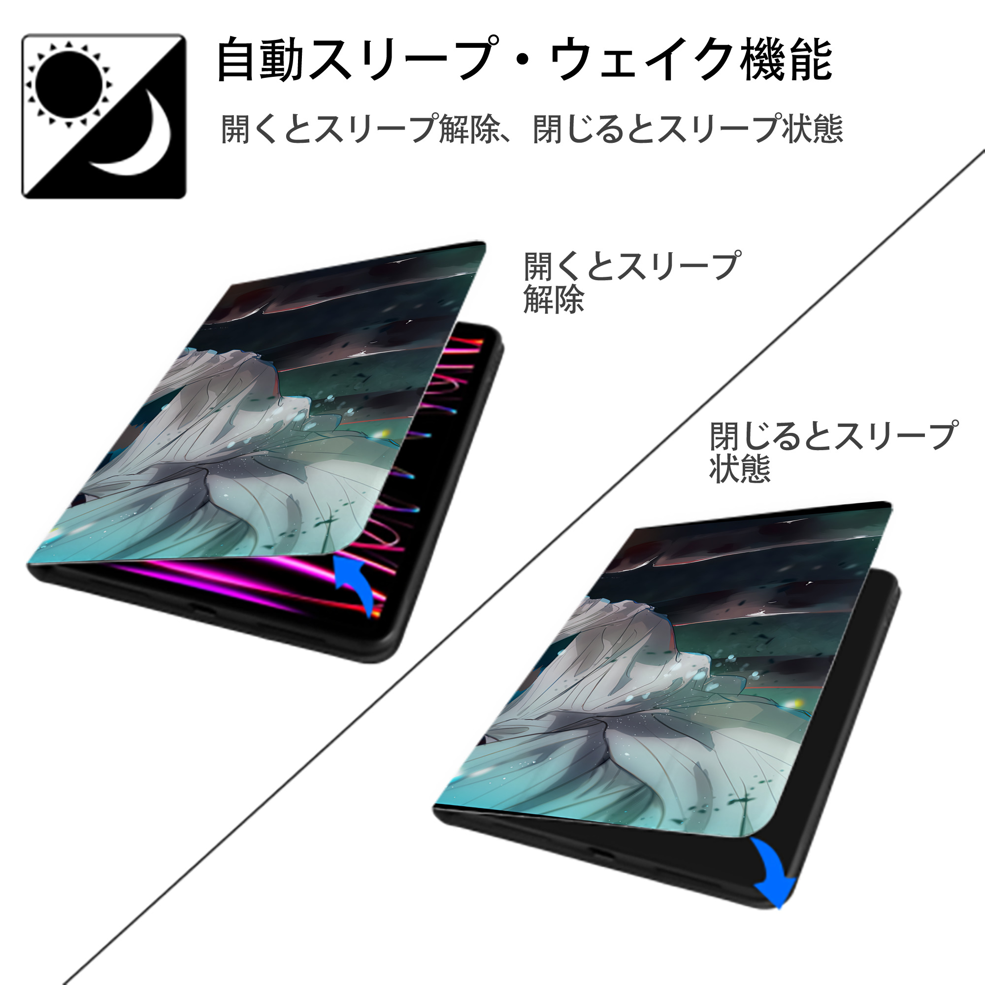 呪術廻戦 Jujutsu Kaisen IPad ケース ブック型 PUレザー TPU 耐衝撃 軽量 薄型 ペン収納なし 全面保護 IPad 各モデル対応