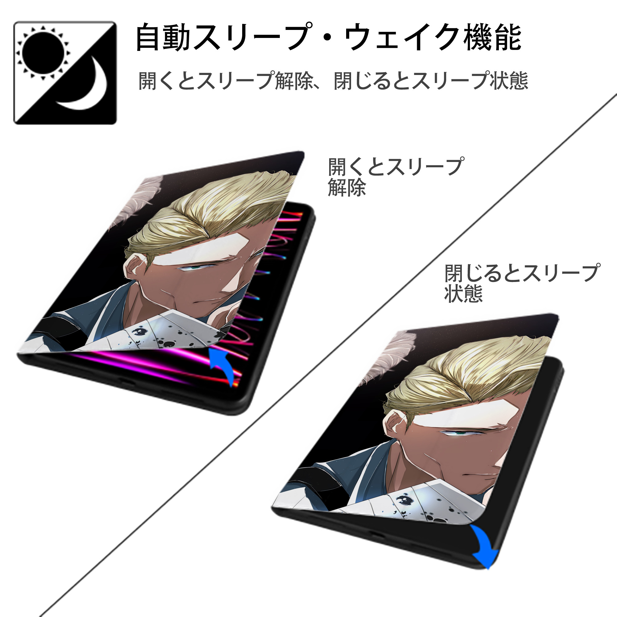 呪術廻戦 Jujutsu Kaisen IPad ケース ブック型 PUレザー TPU 耐衝撃 軽量 薄型 ペン収納なし 全面保護 IPad 各モデル対応