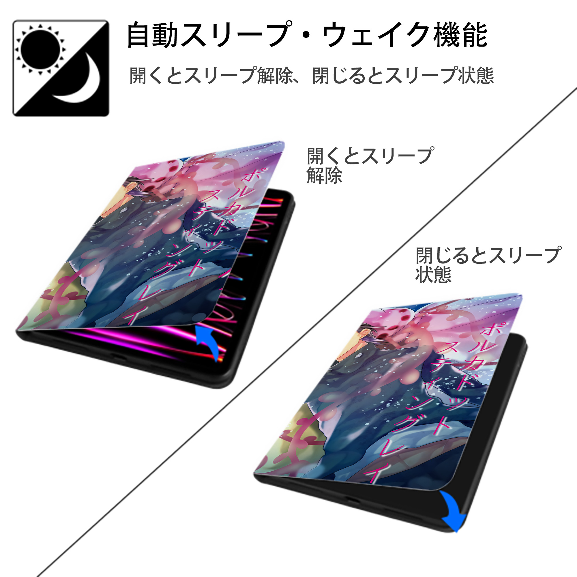 呪術廻戦 Jujutsu Kaisen IPad ケース ブック型 PUレザー TPU 耐衝撃 軽量 薄型 ペン収納なし 全面保護 IPad 各モデル対応