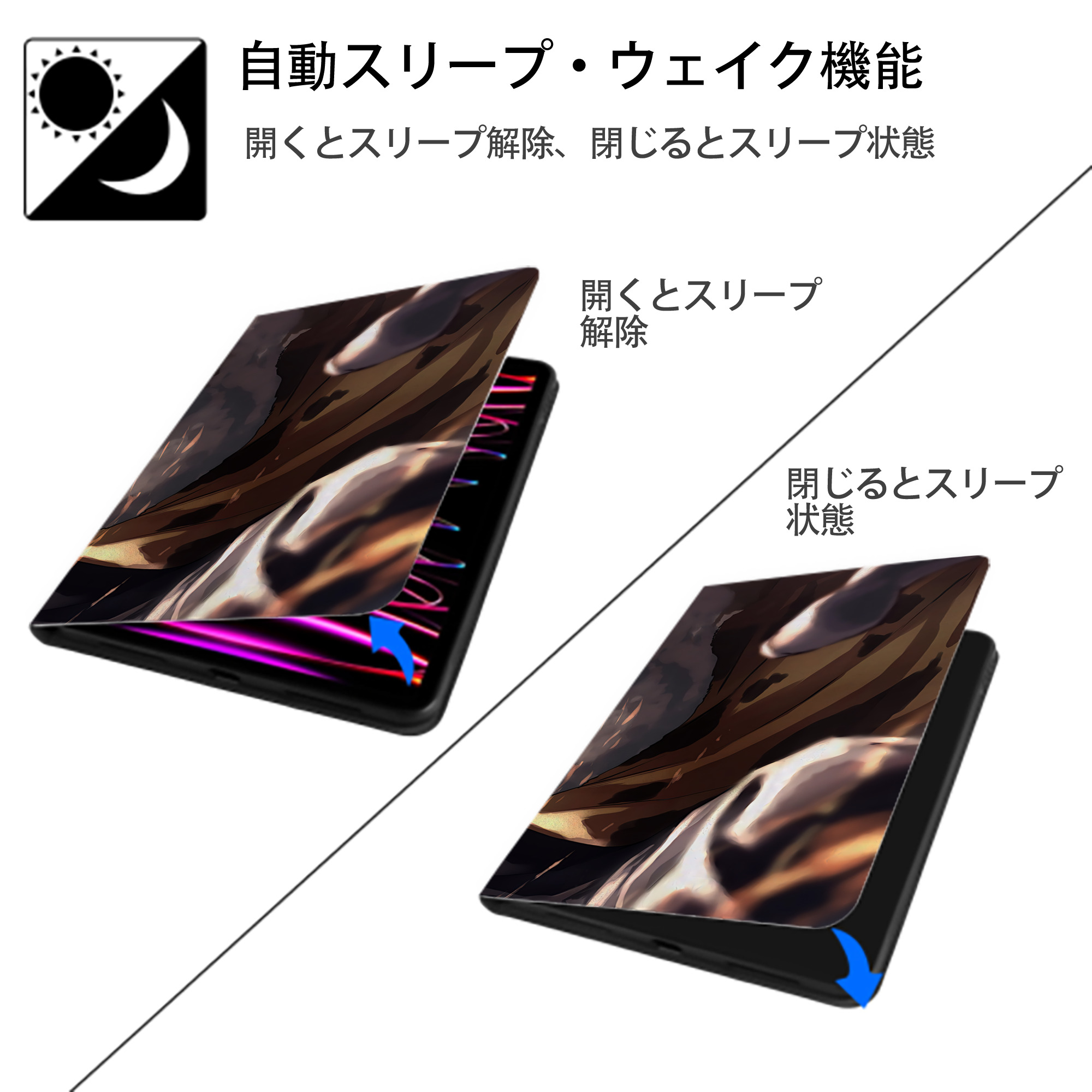 呪術廻戦 Jujutsu Kaisen IPad ケース ブック型 PUレザー TPU 耐衝撃 軽量 薄型 ペン収納なし 全面保護 IPad 各モデル対応