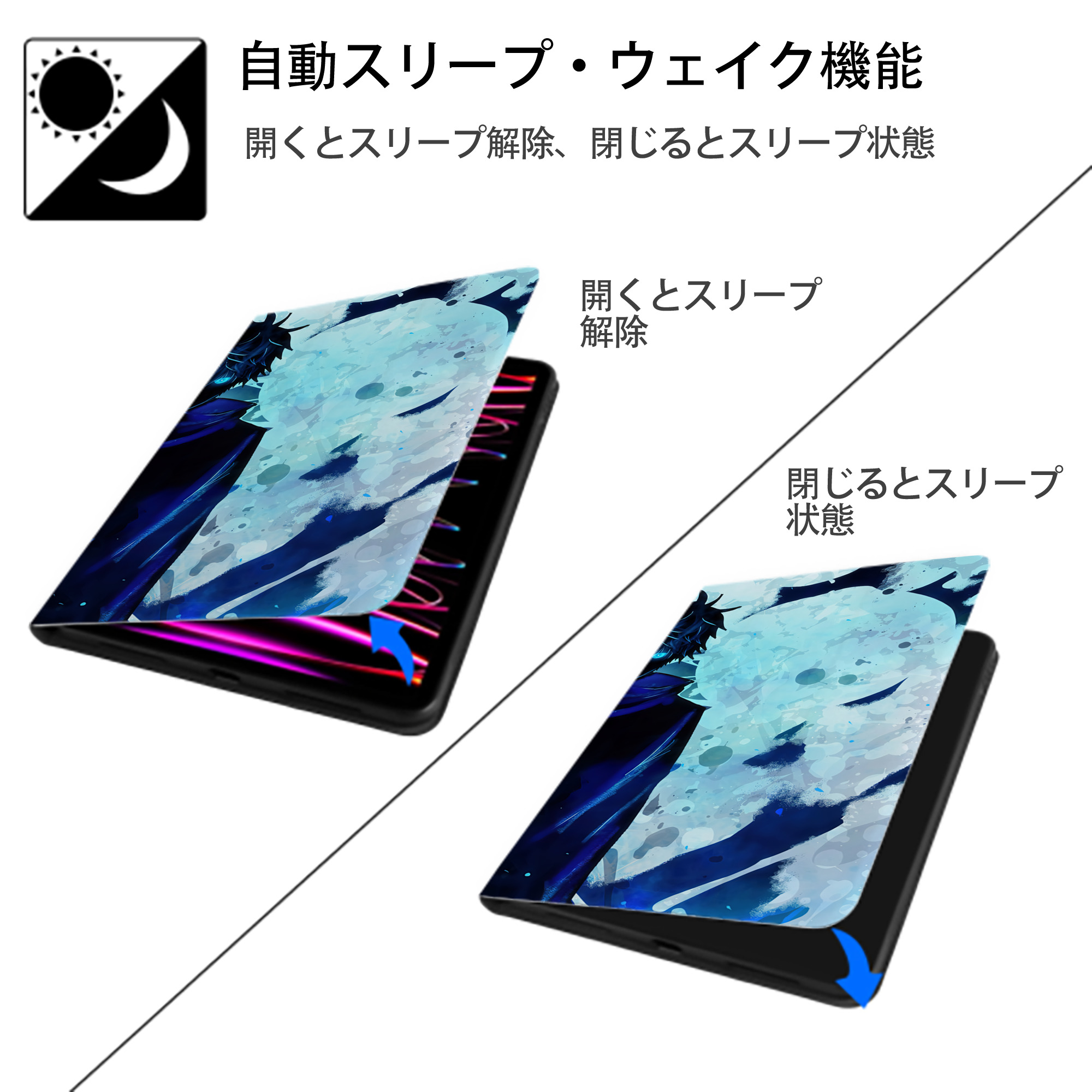 呪術廻戦 Jujutsu Kaisen IPad ケース ブック型 PUレザー TPU 耐衝撃 軽量 薄型 ペン収納なし 全面保護 IPad 各モデル対応