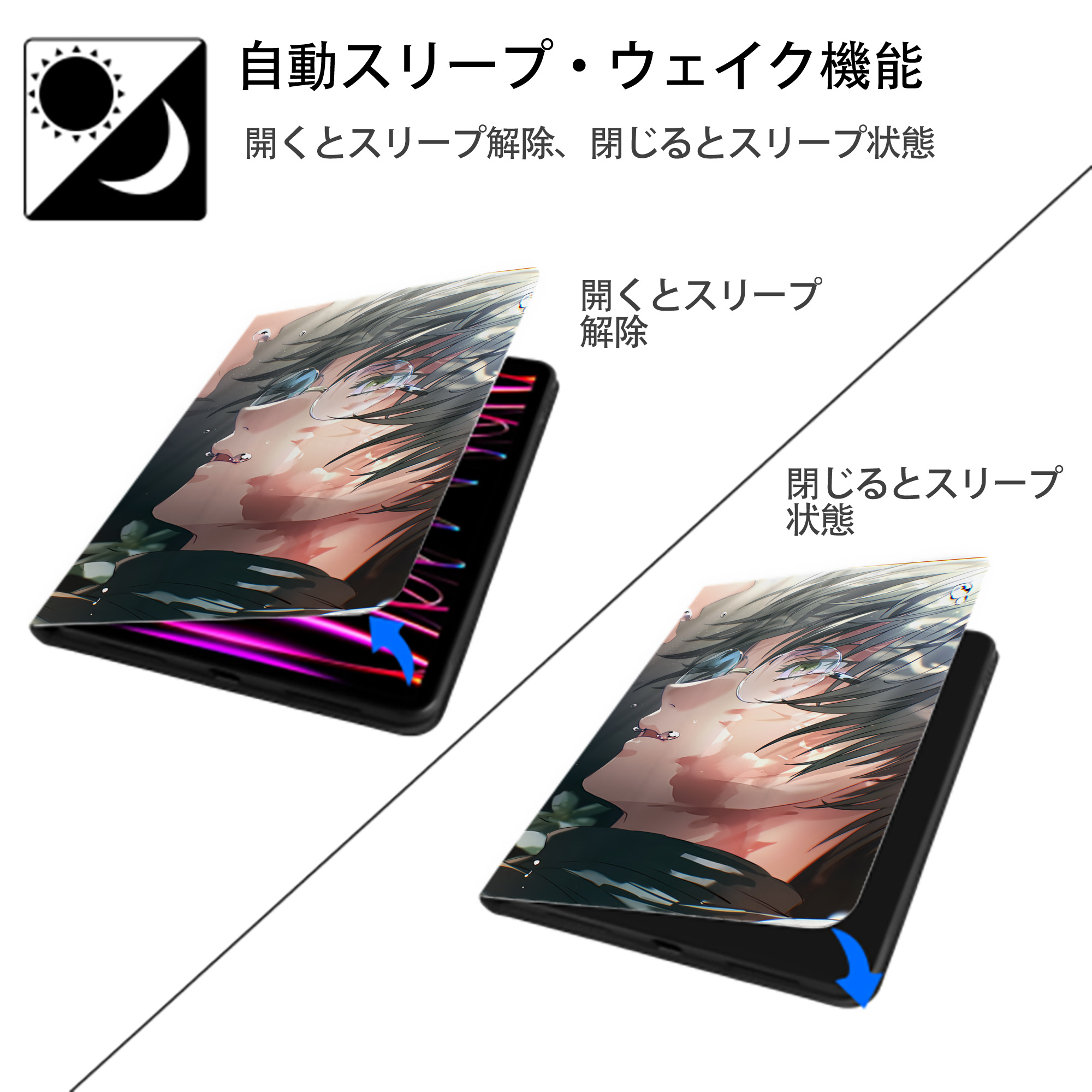 呪術廻戦 Jujutsu Kaisen IPad ケース ブック型 PUレザー TPU 耐衝撃 軽量 薄型 ペン収納なし 全面保護 IPad 各モデル対応