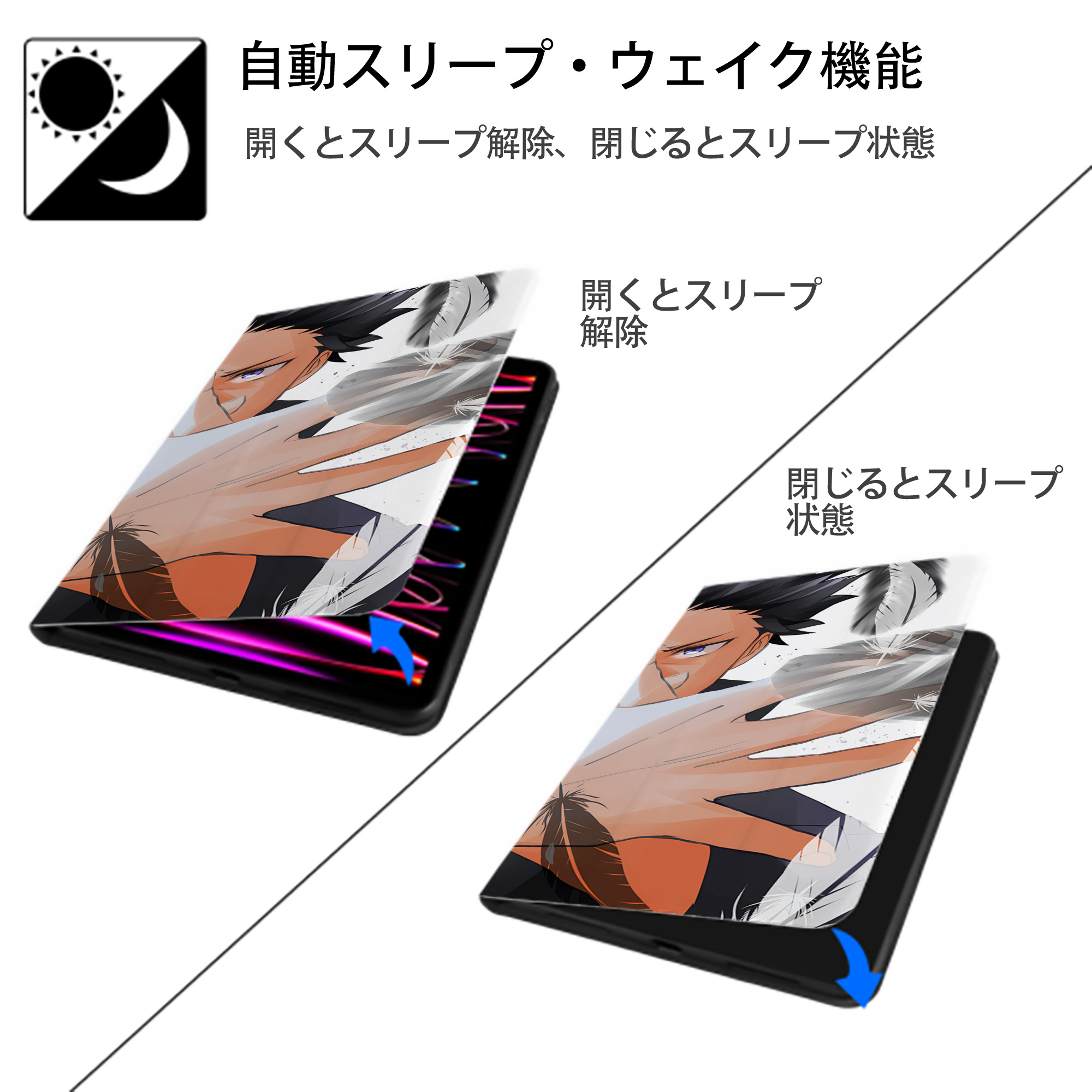 呪術廻戦 Jujutsu Kaisen IPad ケース ブック型 PUレザー TPU 耐衝撃 軽量 薄型 ペン収納なし 全面保護 IPad 各モデル対応