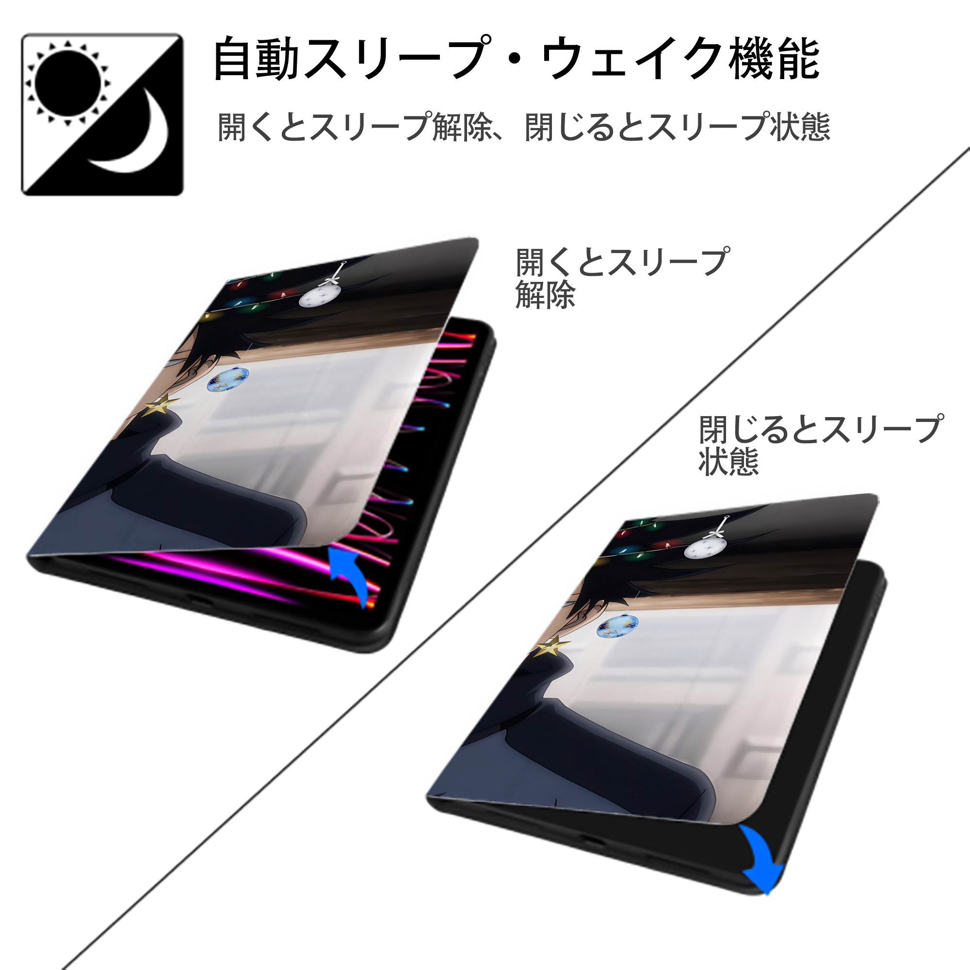 呪術廻戦 Jujutsu Kaisen IPad ケース ブック型 PUレザー TPU 耐衝撃 軽量 薄型 ペン収納なし 全面保護 IPad 各モデル対応