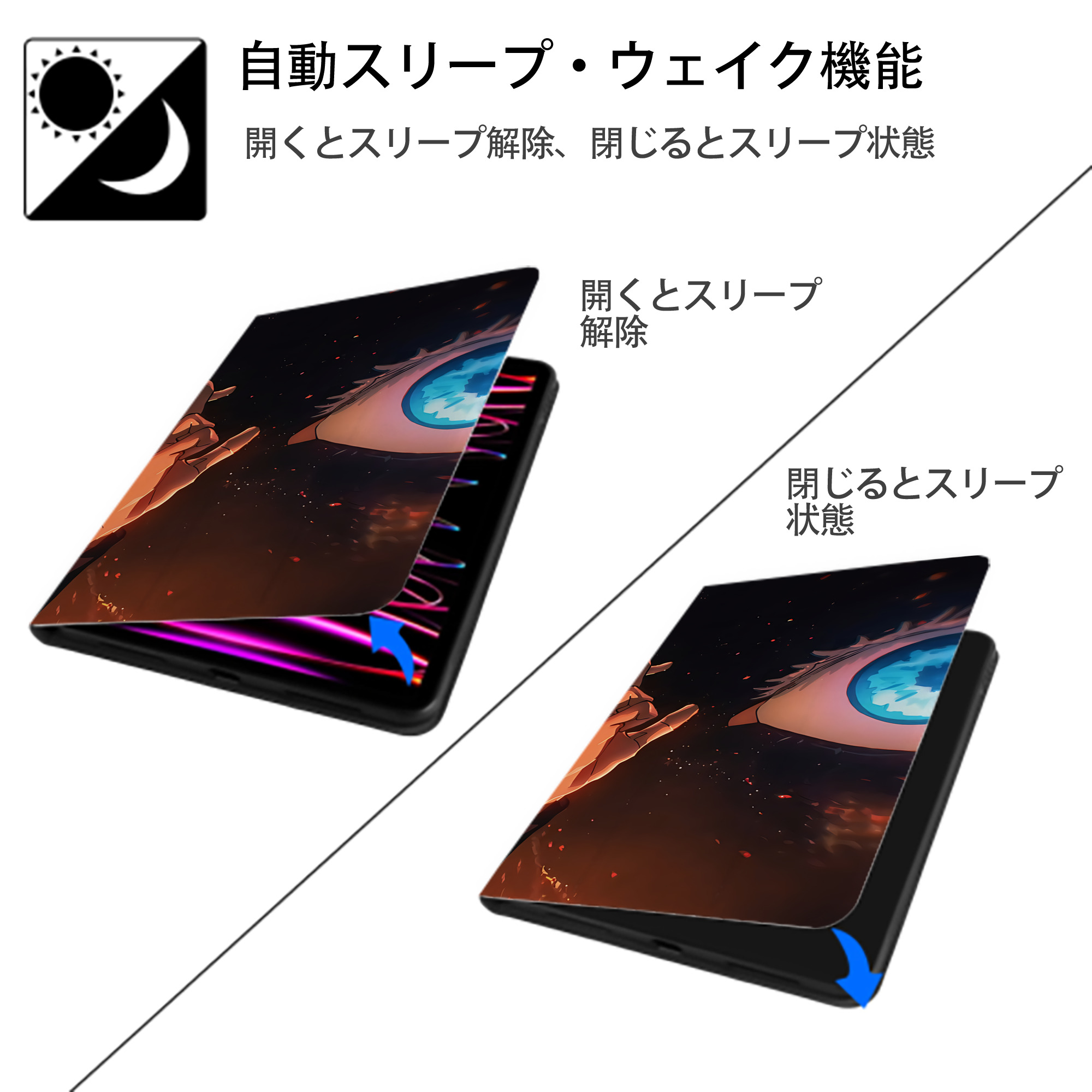 呪術廻戦 Jujutsu Kaisen IPad ケース ブック型 PUレザー TPU 耐衝撃 軽量 薄型 ペン収納なし 全面保護 IPad 各モデル対応