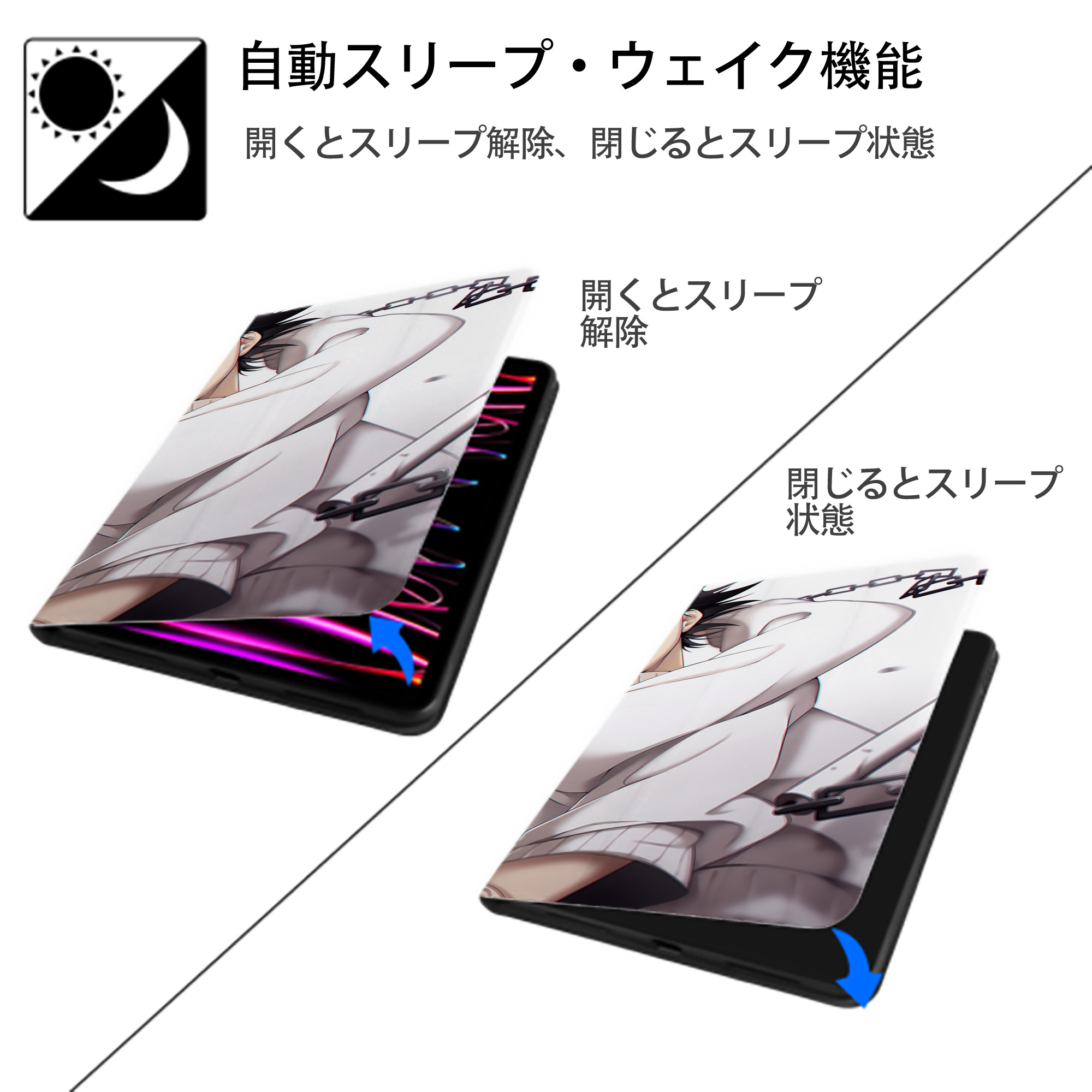 呪術廻戦 Jujutsu Kaisen IPad ケース ブック型 PUレザー TPU 耐衝撃 軽量 薄型 ペン収納なし 全面保護 IPad 各モデル対応