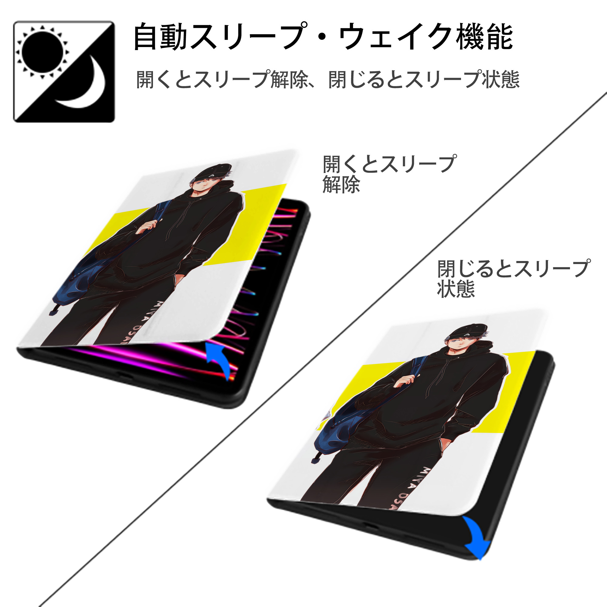 呪術廻戦 Jujutsu Kaisen IPad ケース ブック型 PUレザー TPU 耐衝撃 軽量 薄型 ペン収納なし 全面保護 IPad 各モデル対応