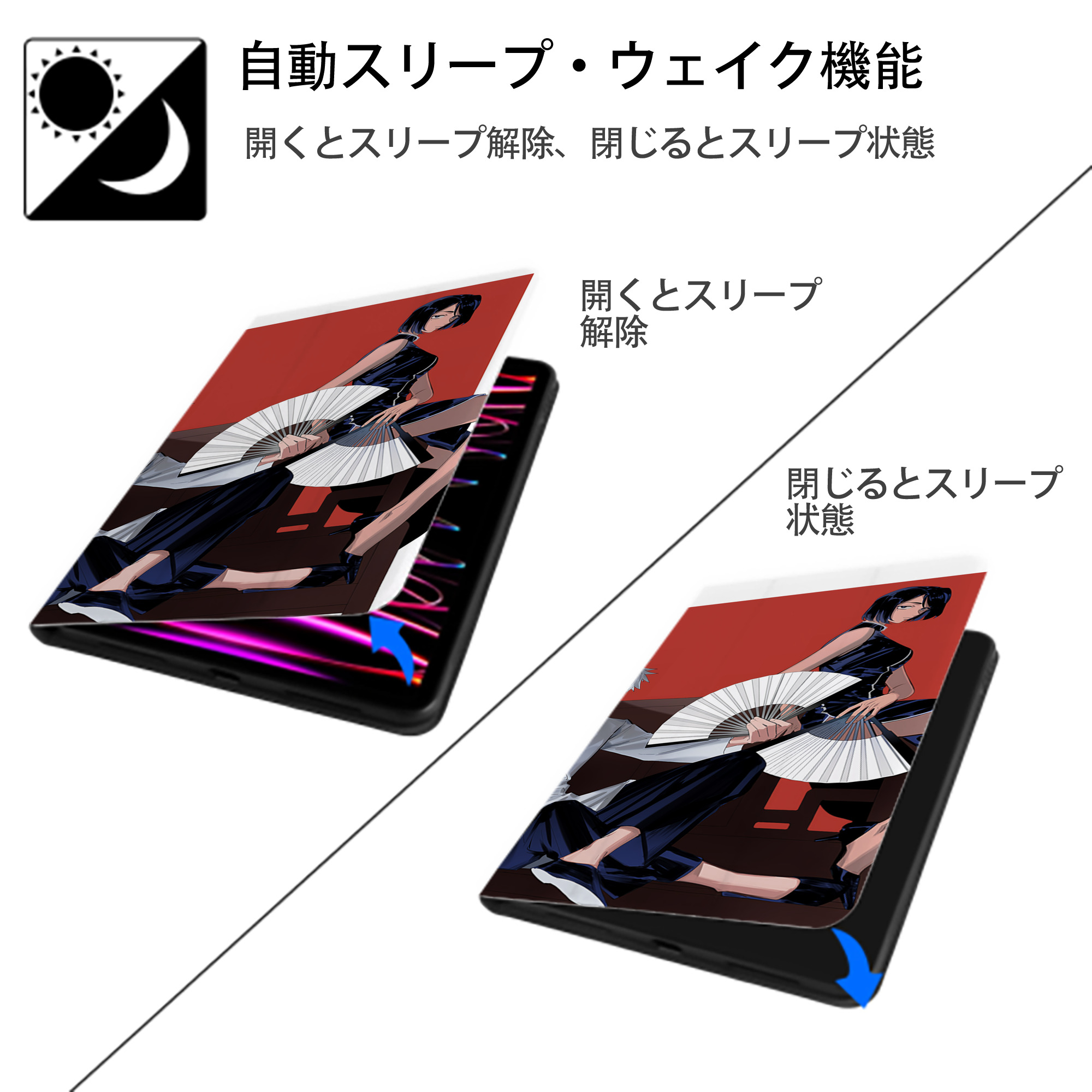 呪術廻戦 Jujutsu Kaisen IPad ケース ブック型 PUレザー TPU 耐衝撃 軽量 薄型 ペン収納なし 全面保護 IPad 各モデル対応
