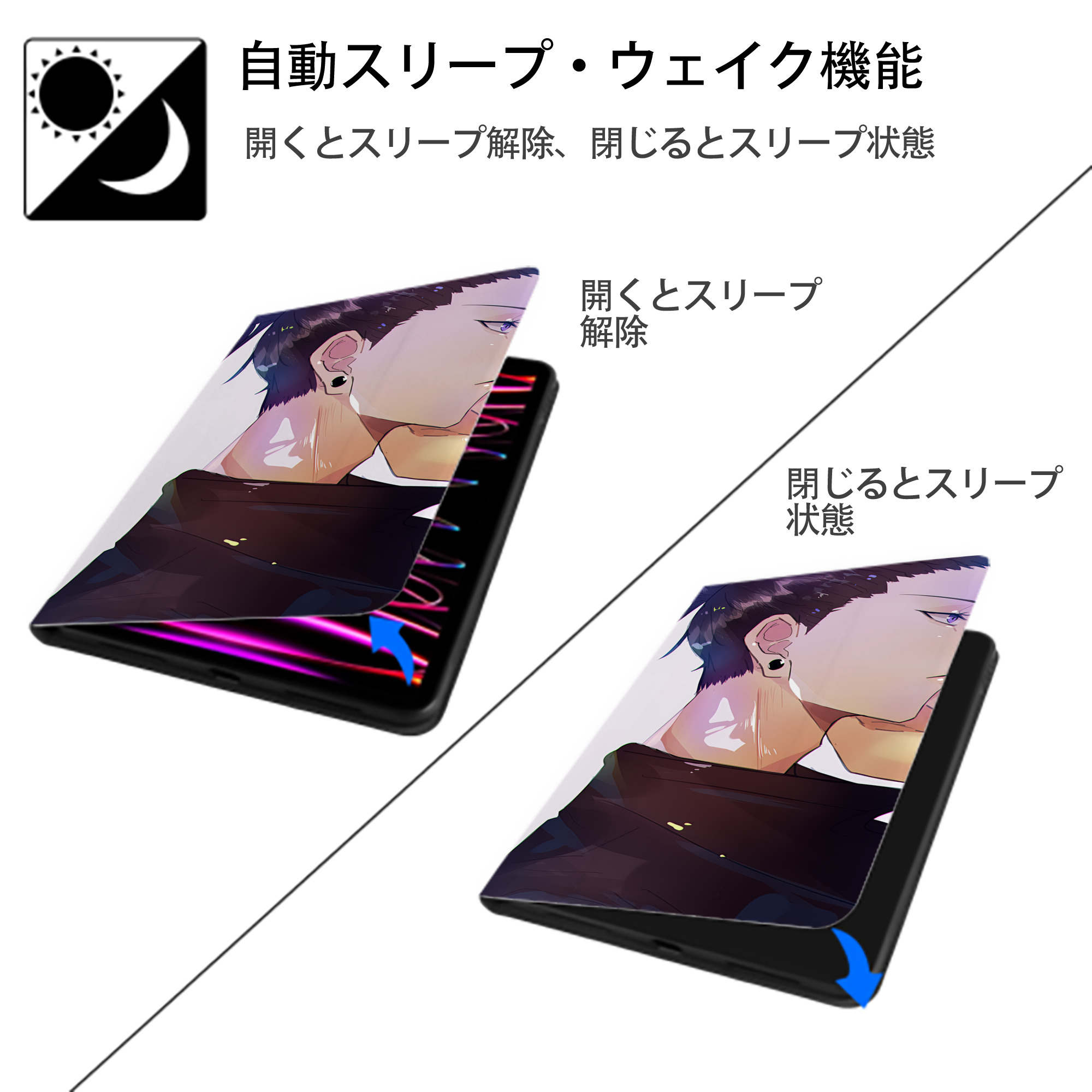 呪術廻戦 Jujutsu Kaisen IPad ケース ブック型 PUレザー TPU 耐衝撃 軽量 薄型 ペン収納なし 全面保護 IPad 各モデル対応