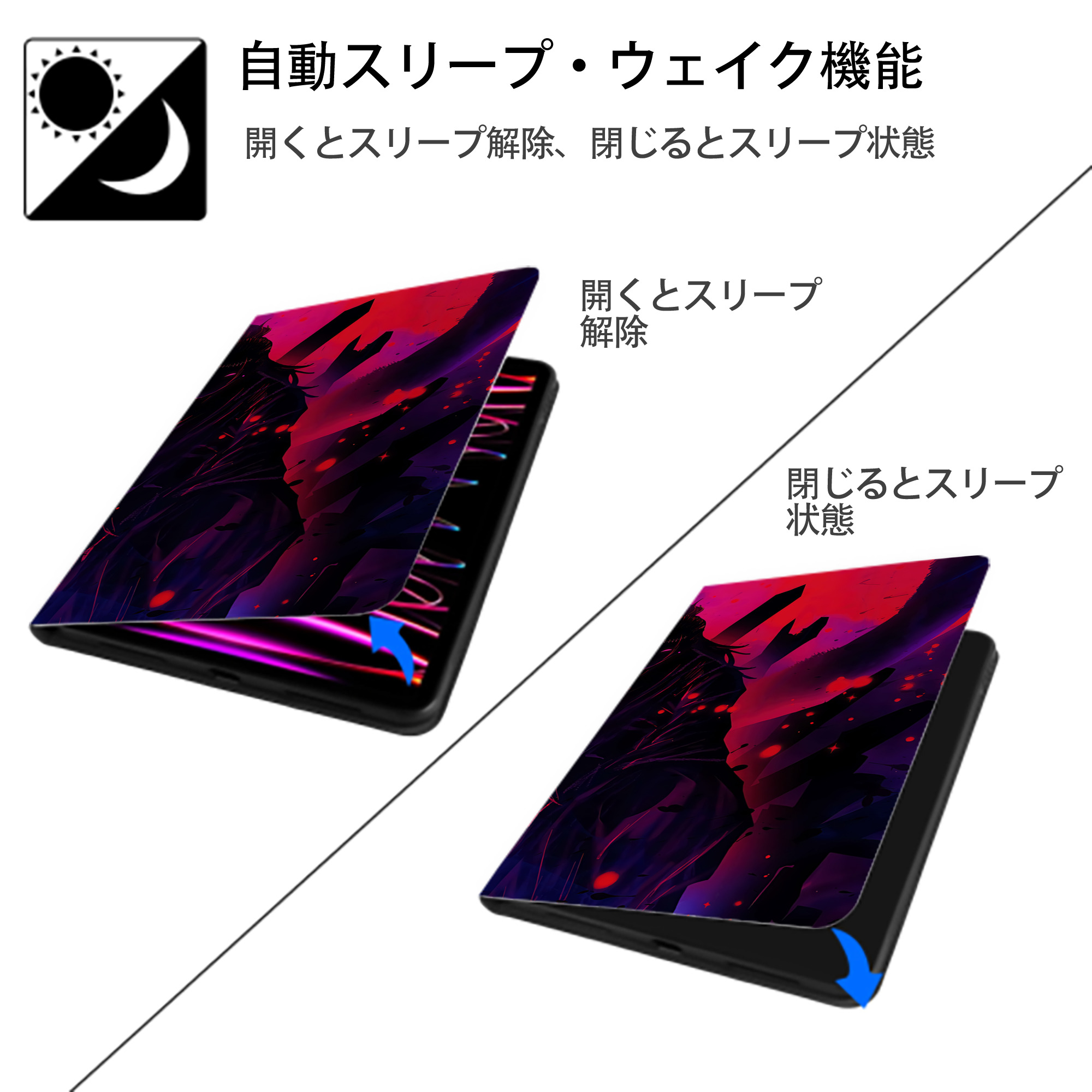 呪術廻戦 Jujutsu Kaisen IPad ケース ブック型 PUレザー TPU 耐衝撃 軽量 薄型 ペン収納なし 全面保護 IPad 各モデル対応
