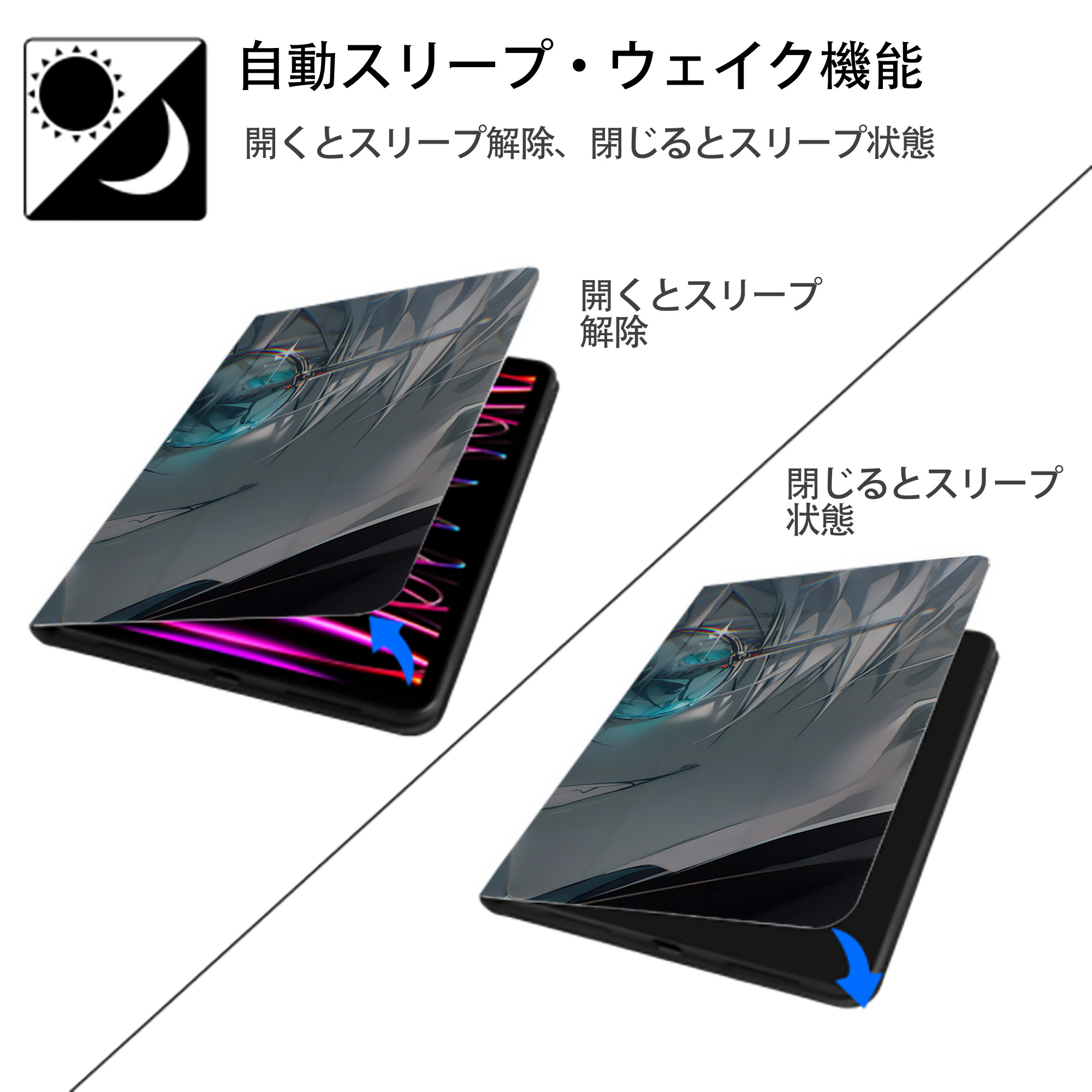 呪術廻戦 Jujutsu Kaisen IPad ケース ブック型 PUレザー TPU 耐衝撃 軽量 薄型 ペン収納なし 全面保護 IPad 各モデル対応
