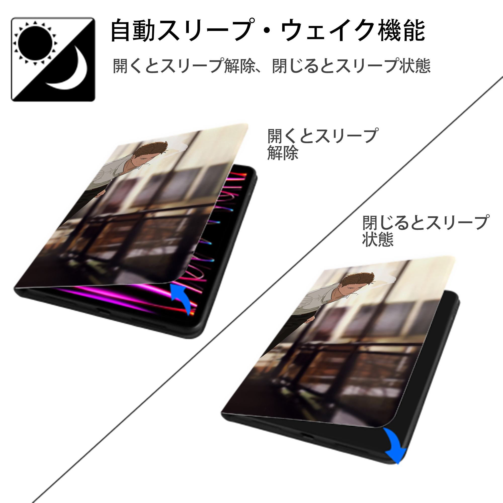 呪術廻戦 Jujutsu Kaisen IPad ケース ブック型 PUレザー TPU 耐衝撃 軽量 薄型 ペン収納なし 全面保護 IPad 各モデル対応