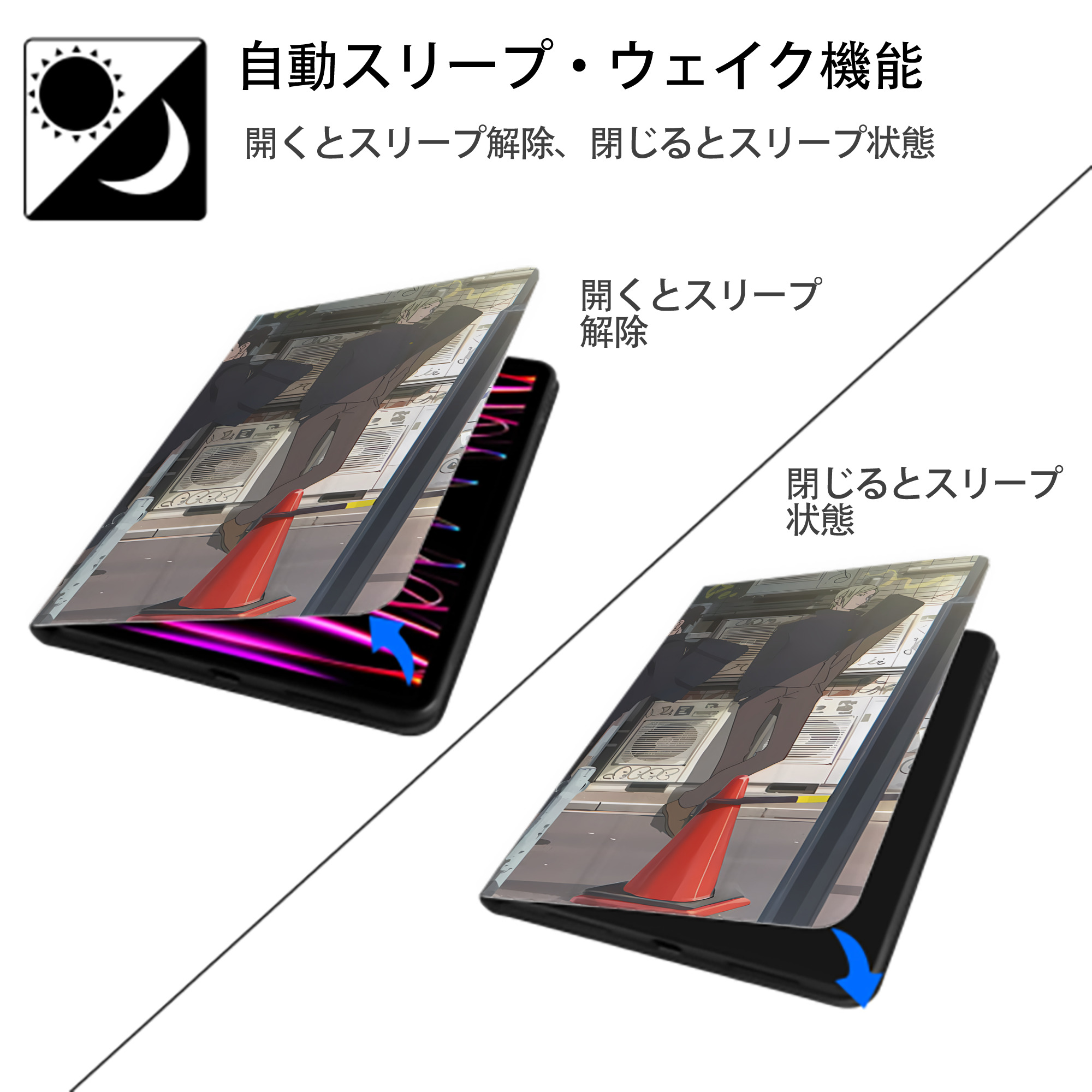 呪術廻戦 Jujutsu Kaisen IPad ケース ブック型 PUレザー TPU 耐衝撃 軽量 薄型 ペン収納なし 全面保護 IPad 各モデル対応