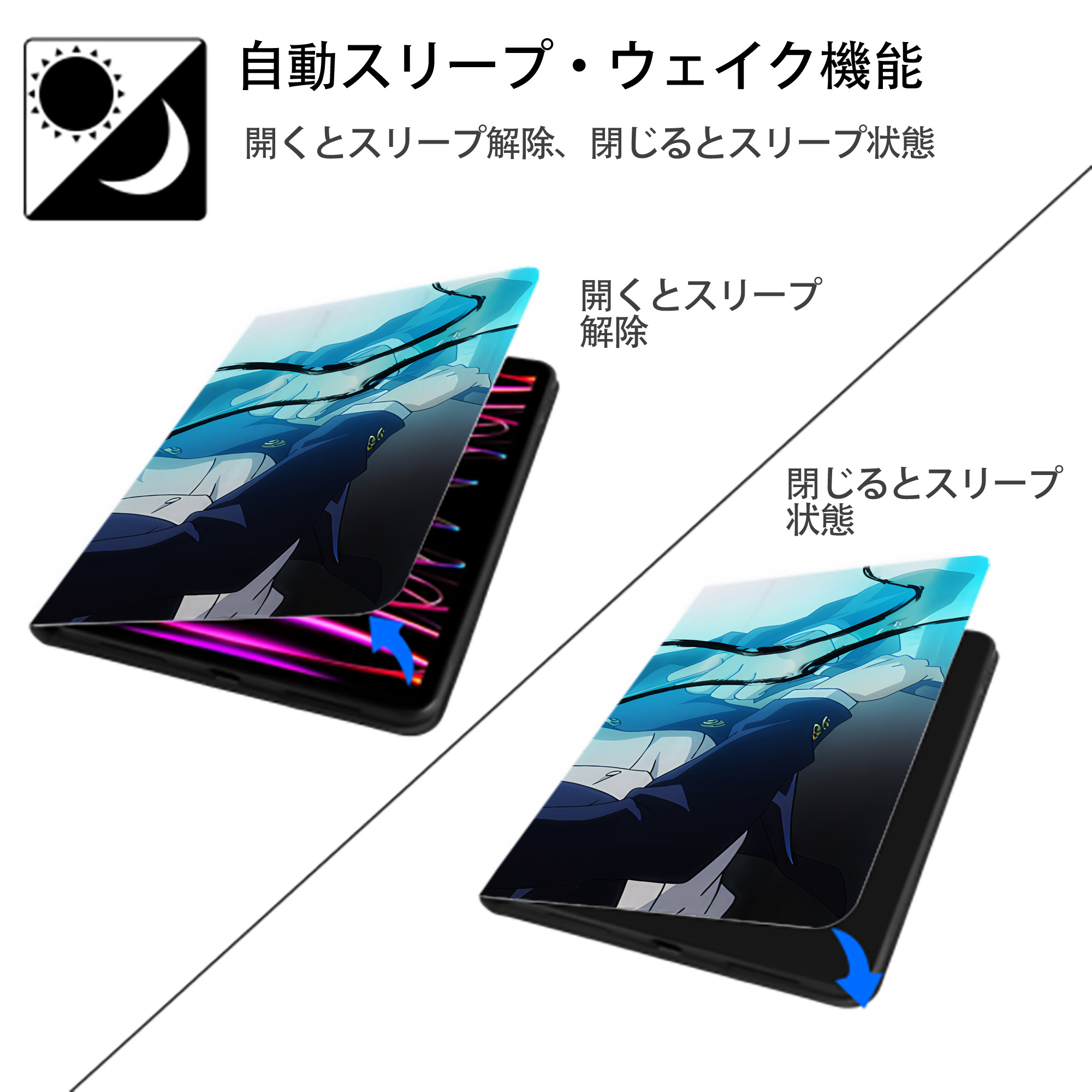 呪術廻戦 Jujutsu Kaisen IPad ケース ブック型 PUレザー TPU 耐衝撃 軽量 薄型 ペン収納なし 全面保護 IPad 各モデル対応