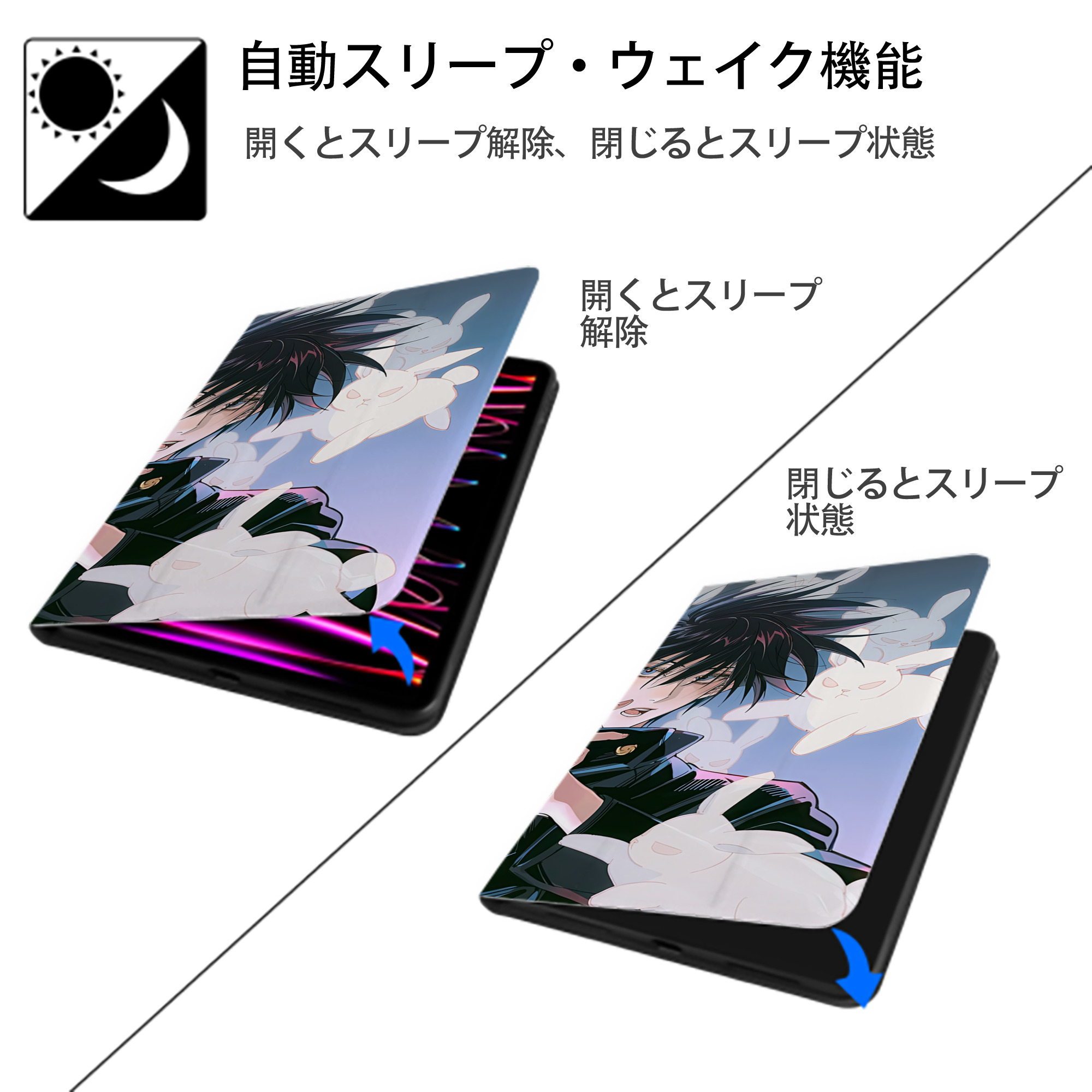呪術廻戦 Jujutsu Kaisen IPad ケース ブック型 PUレザー TPU 耐衝撃 軽量 薄型 ペン収納なし 全面保護 IPad 各モデル対応