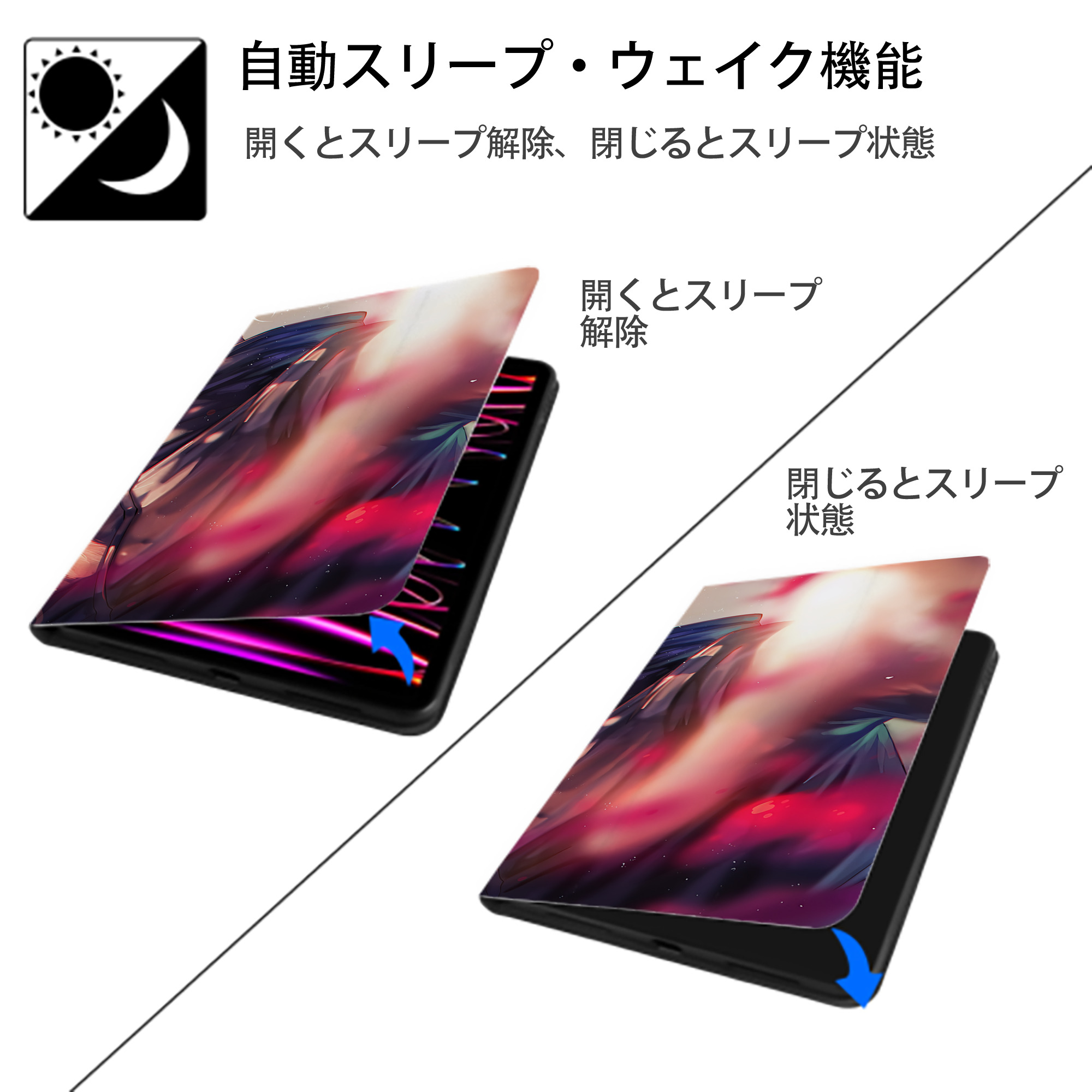 呪術廻戦 Jujutsu Kaisen IPadケース ペンホルダー付き ブックスタイルデザイン