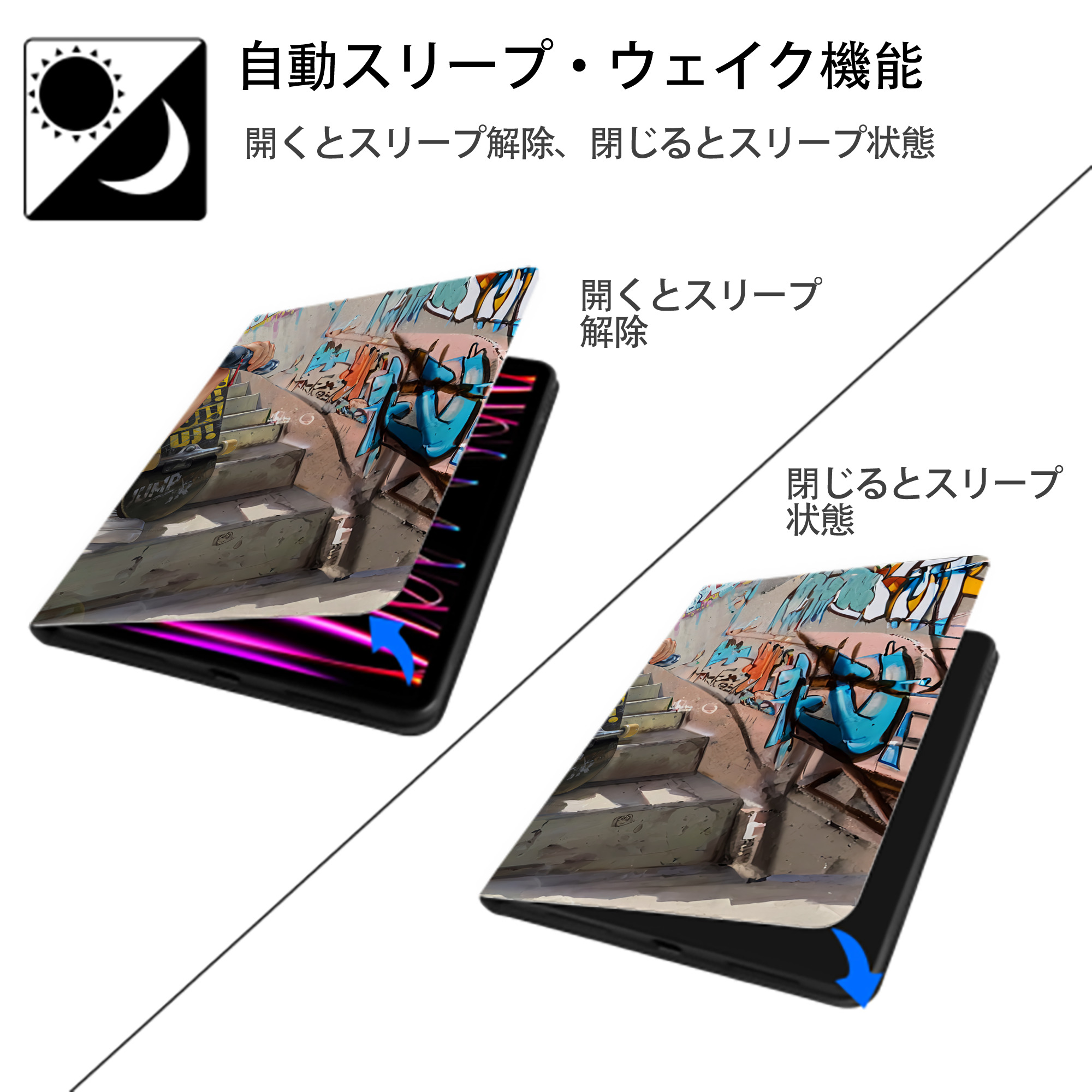 呪術廻戦 Jujutsu Kaisen IPadケース ペンホルダー付き ブックスタイルデザイン