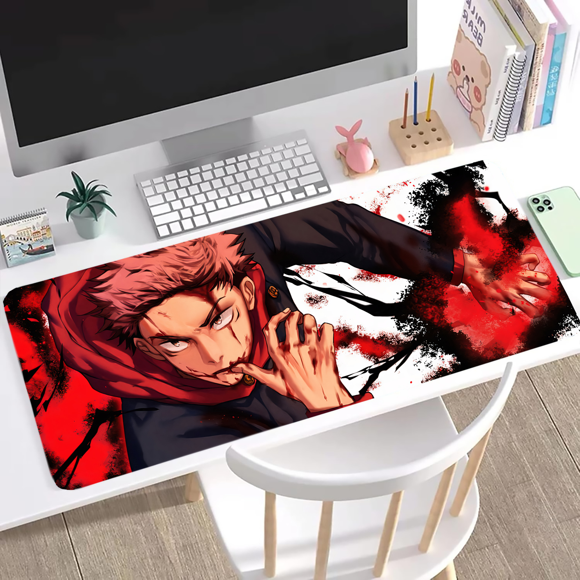 （画像用） 呪術廻戦 Jujutsu Kaisen ステッチ加工 大判デスクマット／滑り止めマウスパッド