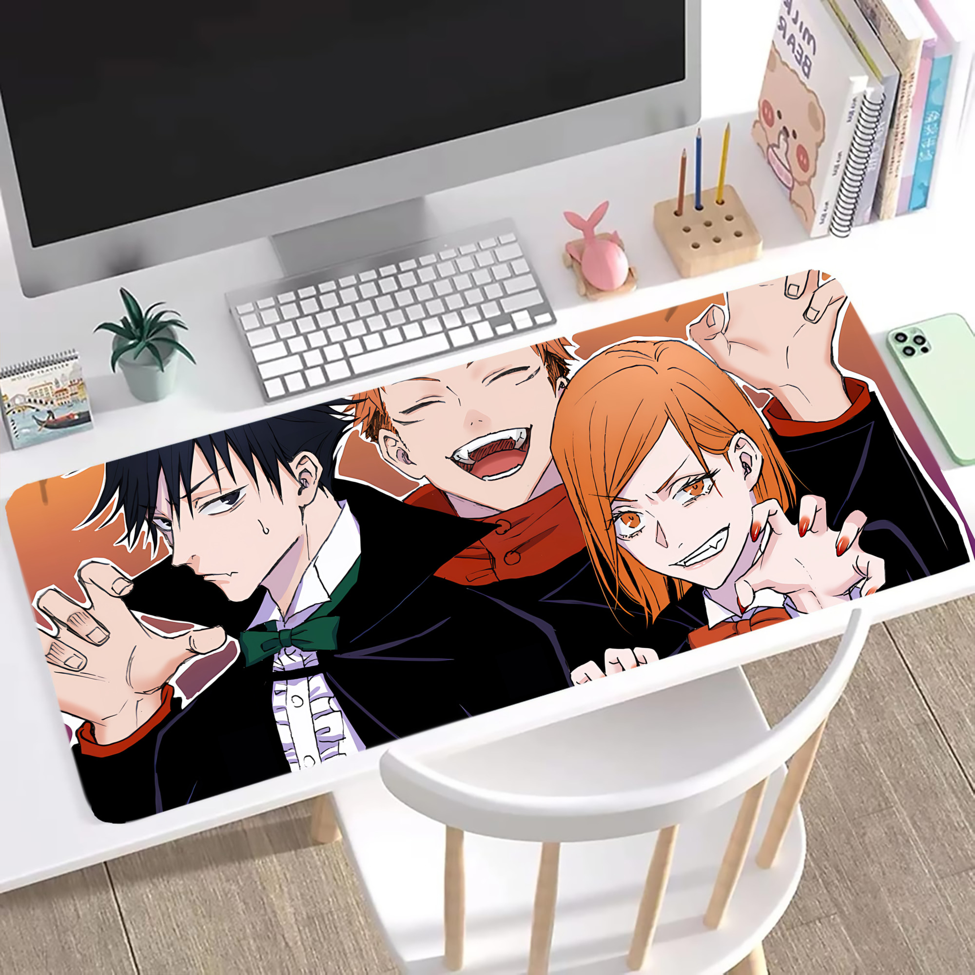 （画像用） 呪術廻戦 Jujutsu Kaisen ステッチ加工 大判デスクマット／滑り止めマウスパッド
