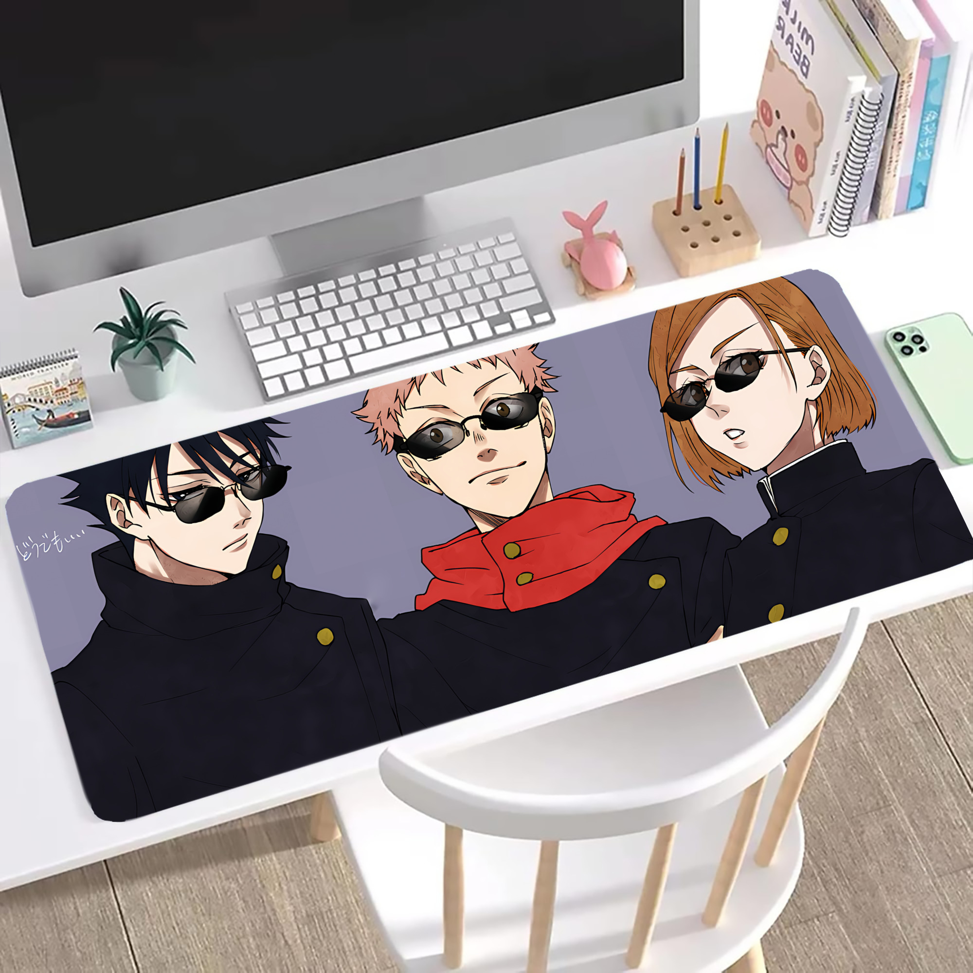（画像用） 呪術廻戦 Jujutsu Kaisen ステッチ加工 大判デスクマット／滑り止めマウスパッド
