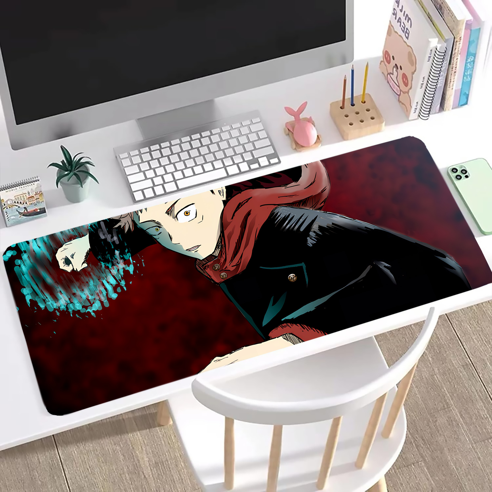 （画像用） 呪術廻戦 Jujutsu Kaisen ステッチ加工 大判デスクマット／滑り止めマウスパッド