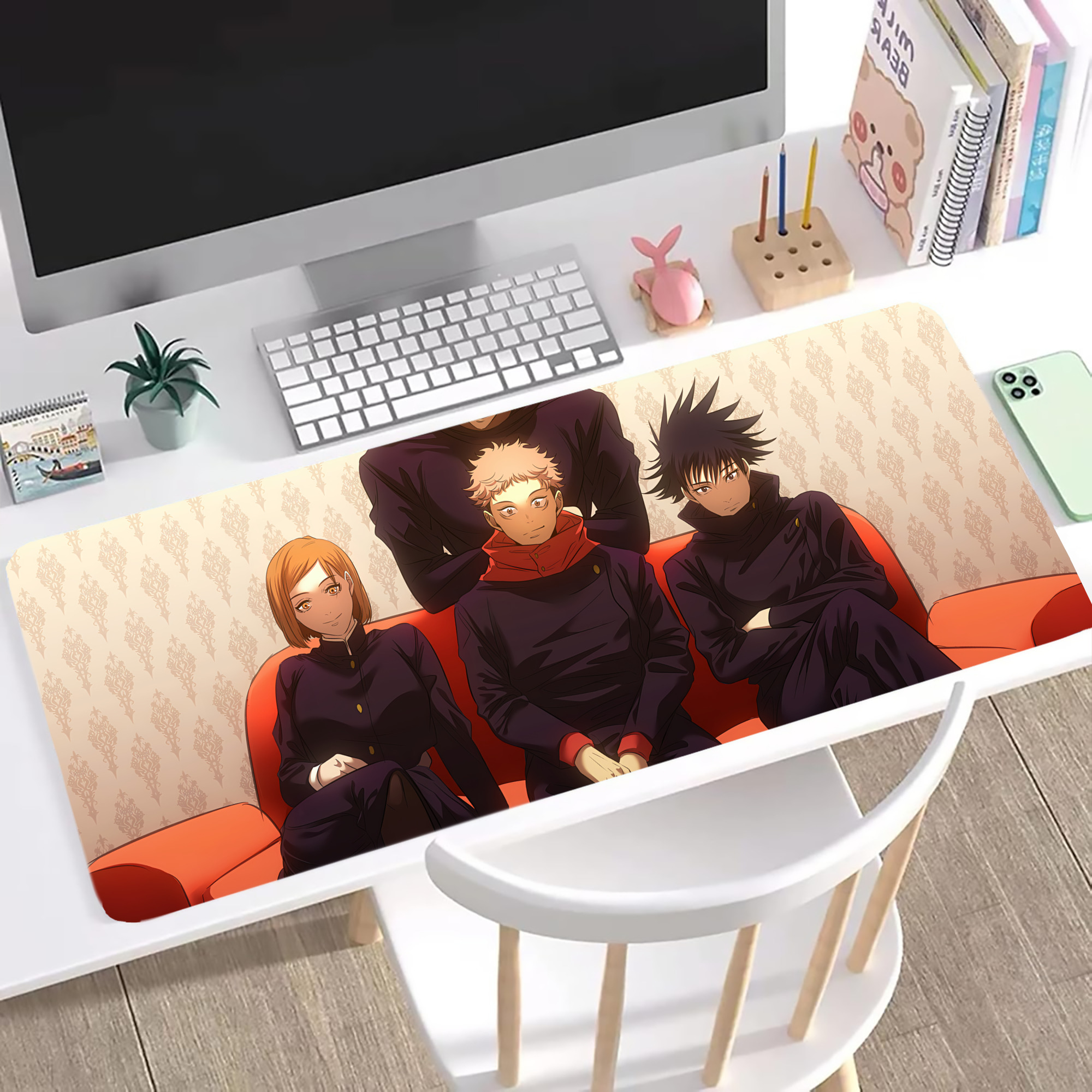 （画像用） 呪術廻戦 Jujutsu Kaisen ステッチ加工 大判デスクマット／滑り止めマウスパッド