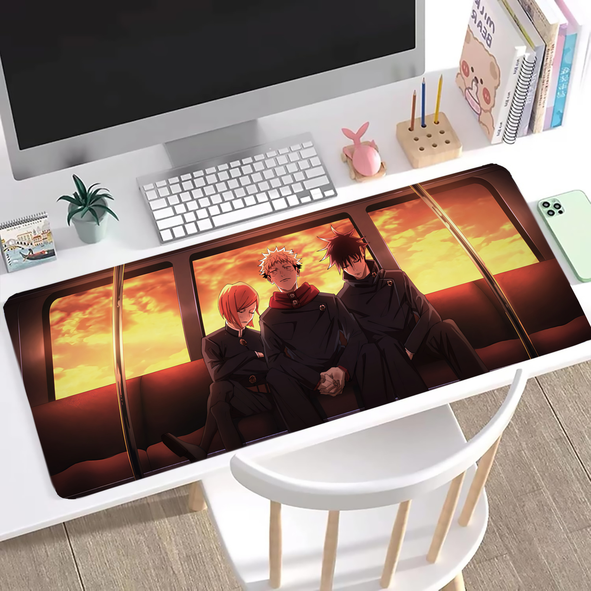 （画像用） 呪術廻戦 Jujutsu Kaisen ステッチ加工 大判デスクマット／滑り止めマウスパッド
