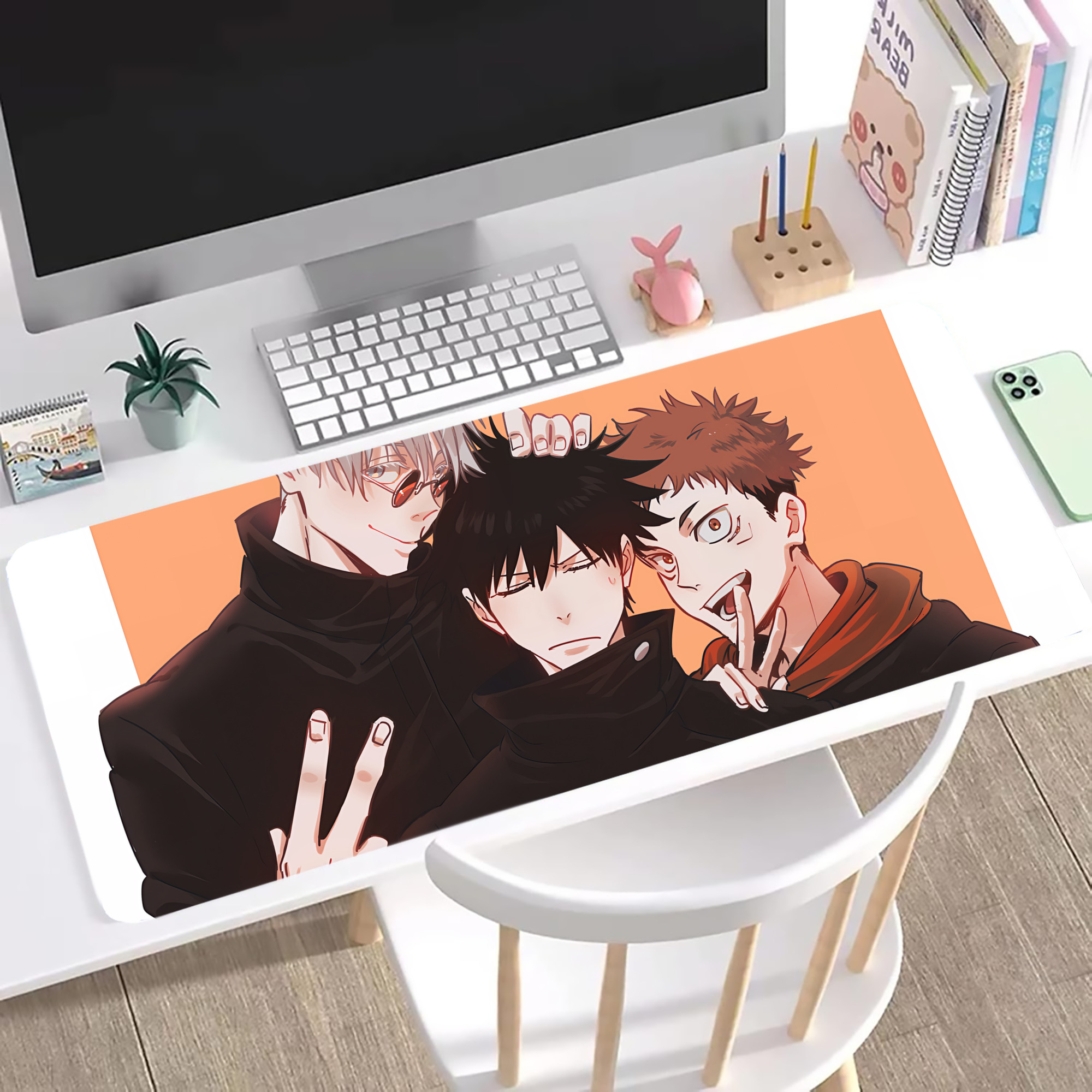 （画像用） 呪術廻戦 Jujutsu Kaisen ステッチ加工 大判デスクマット／滑り止めマウスパッド