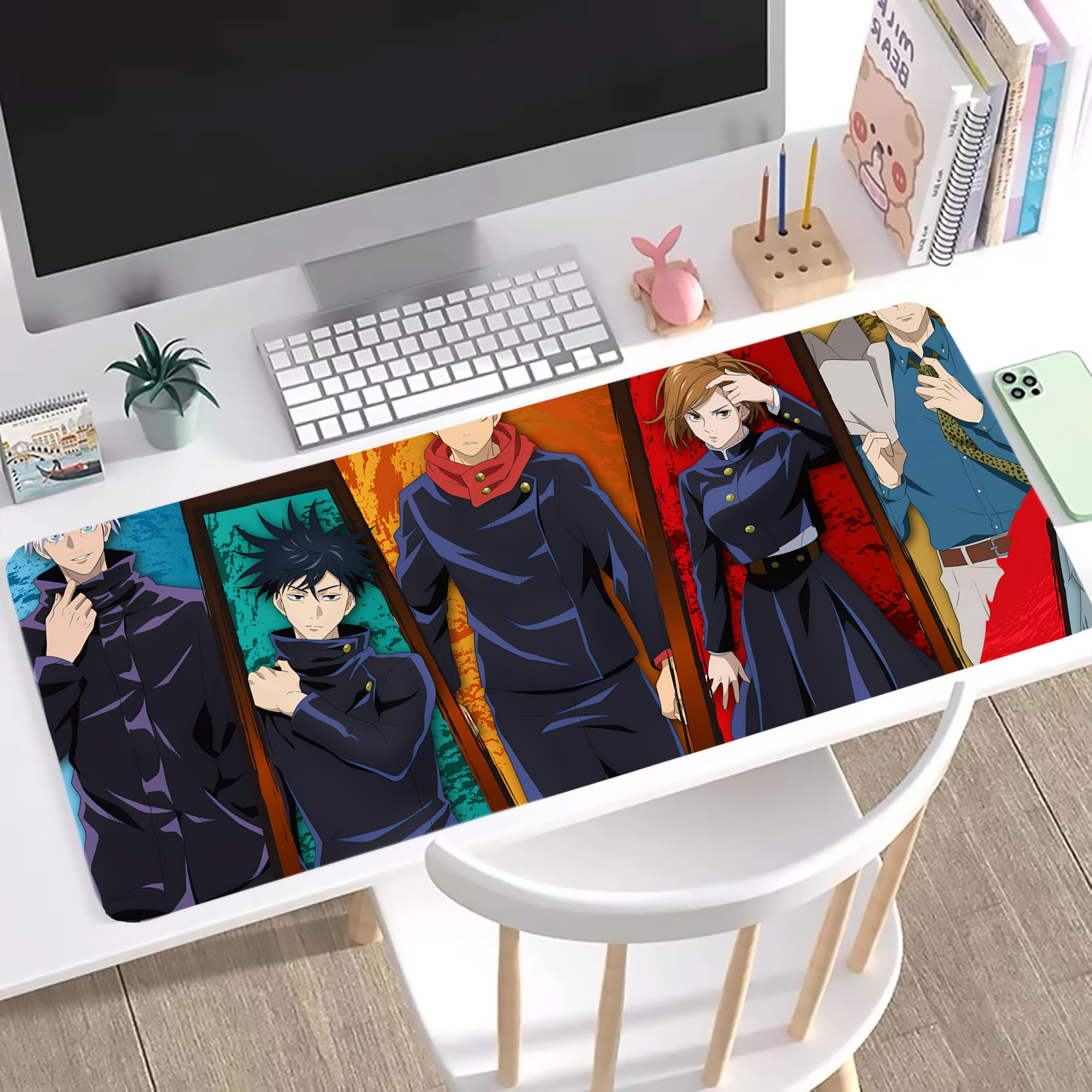 （画像用） 呪術廻戦 Jujutsu Kaisen ステッチ加工 大判デスクマット／滑り止めマウスパッド