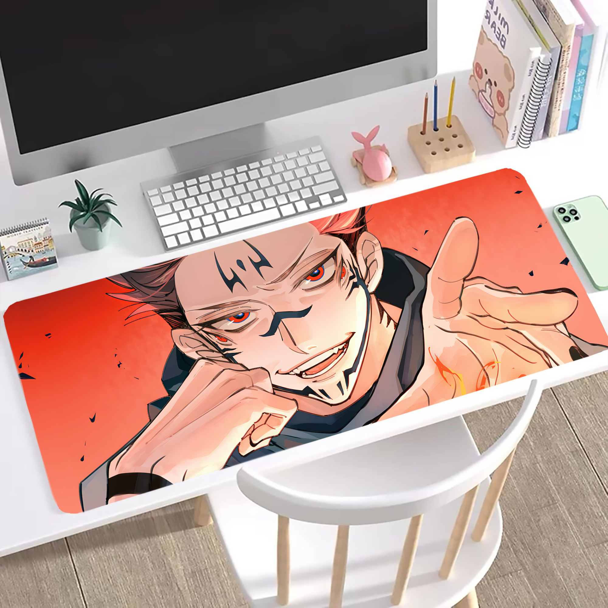 （画像用） 呪術廻戦 Jujutsu Kaisen ステッチ加工 大判デスクマット／滑り止めマウスパッド
