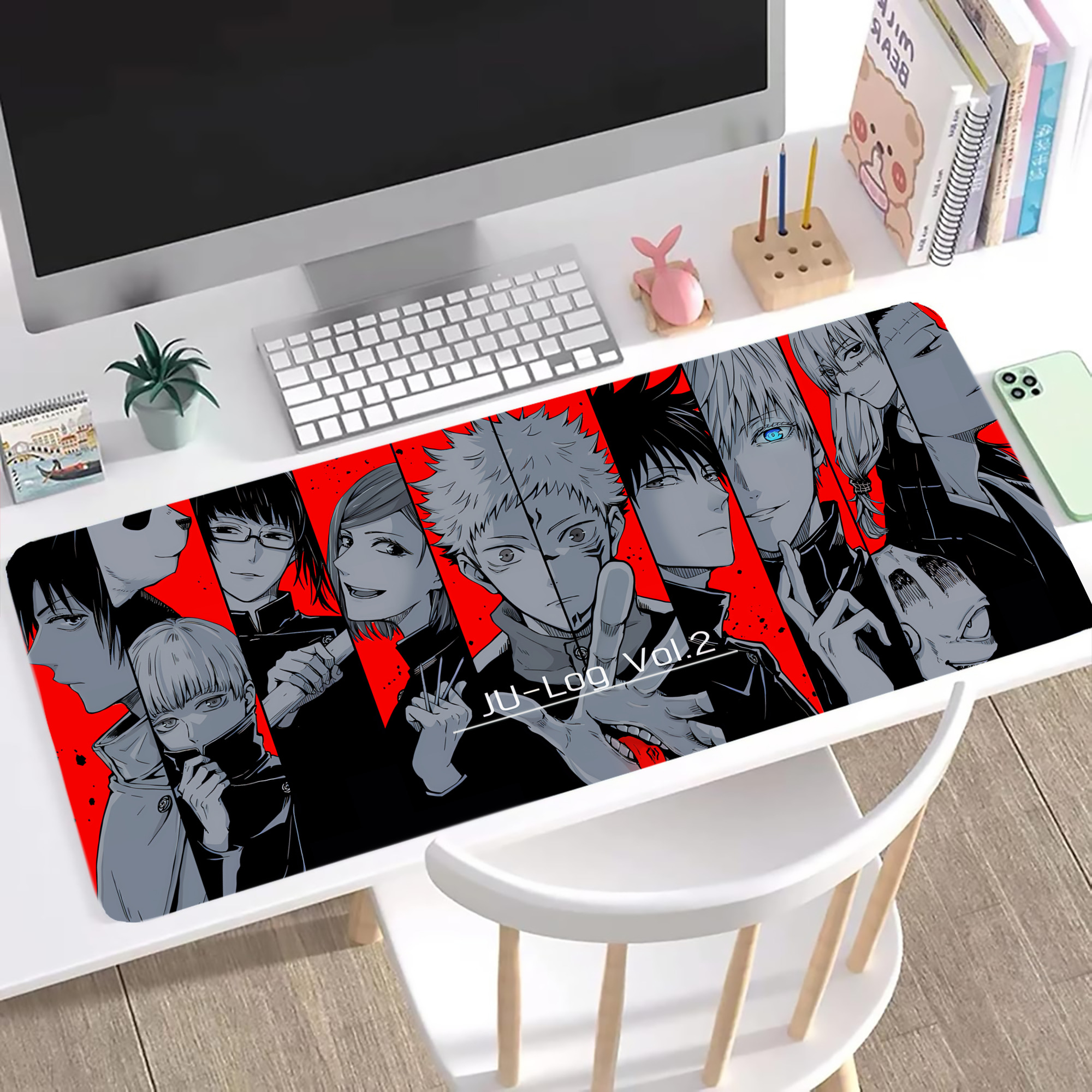 （画像用） 呪術廻戦 Jujutsu Kaisen ステッチ加工 大判デスクマット／滑り止めマウスパッド