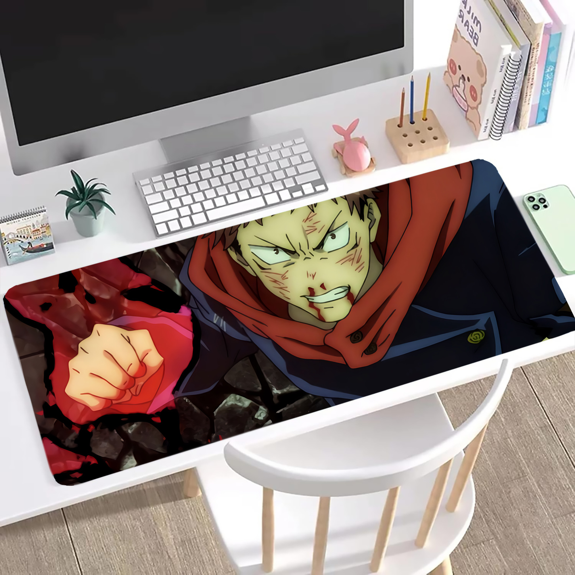 （画像用） 呪術廻戦 Jujutsu Kaisen ステッチ加工 大判デスクマット／滑り止めマウスパッド