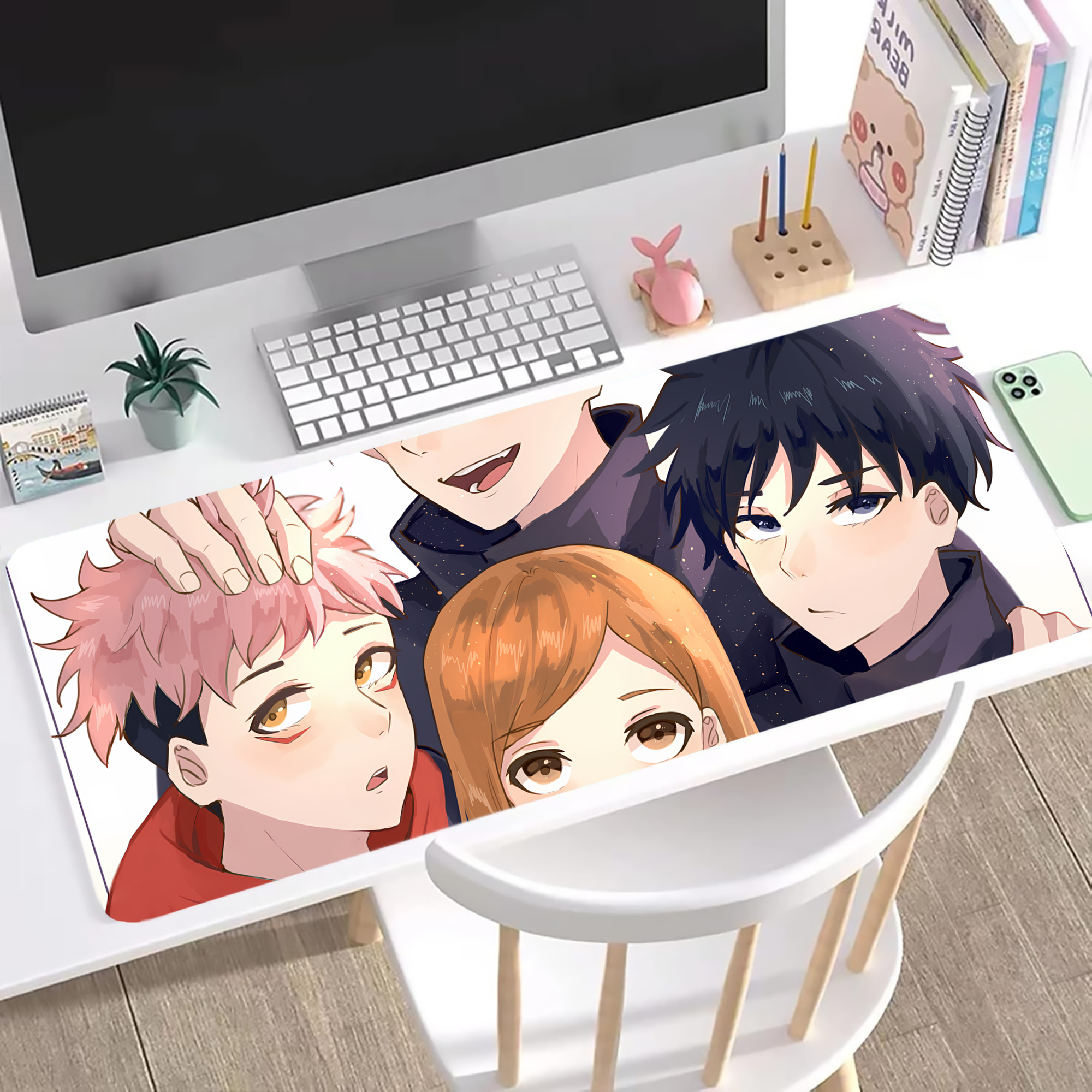 （画像用） 呪術廻戦 Jujutsu Kaisen ステッチ加工 大判デスクマット／滑り止めマウスパッド
