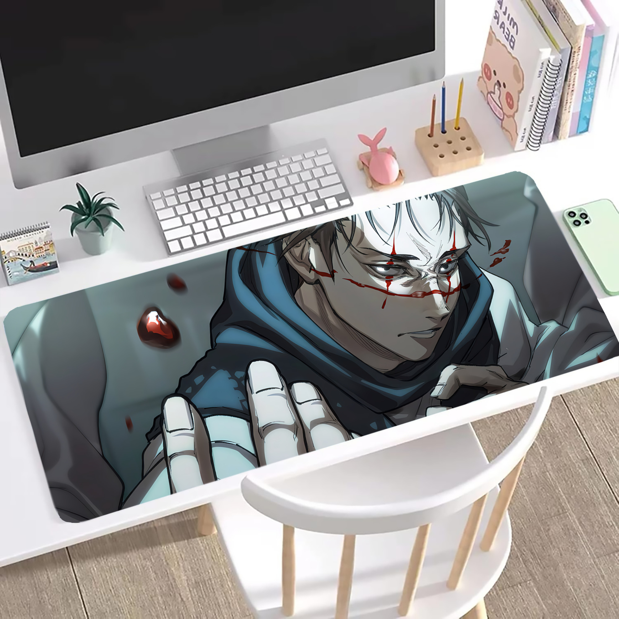 （画像用） 呪術廻戦 Jujutsu Kaisen ステッチ加工 大判デスクマット／滑り止めマウスパッド