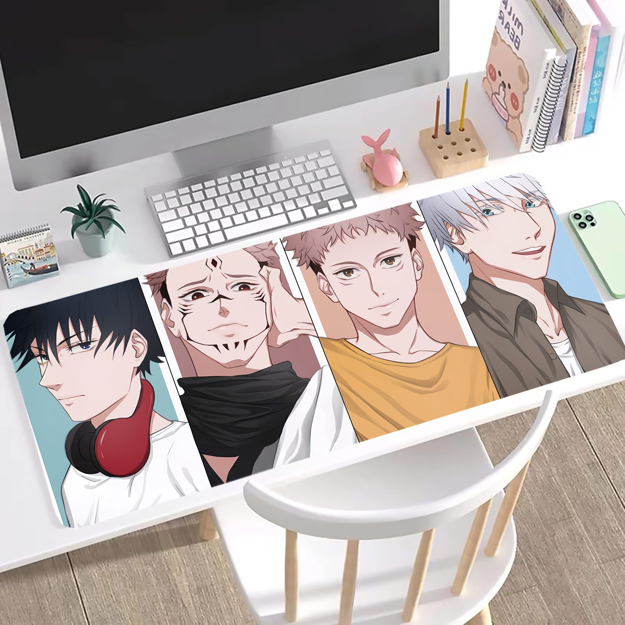 （画像用） 呪術廻戦 Jujutsu Kaisen ステッチ加工 大判デスクマット／滑り止めマウスパッド