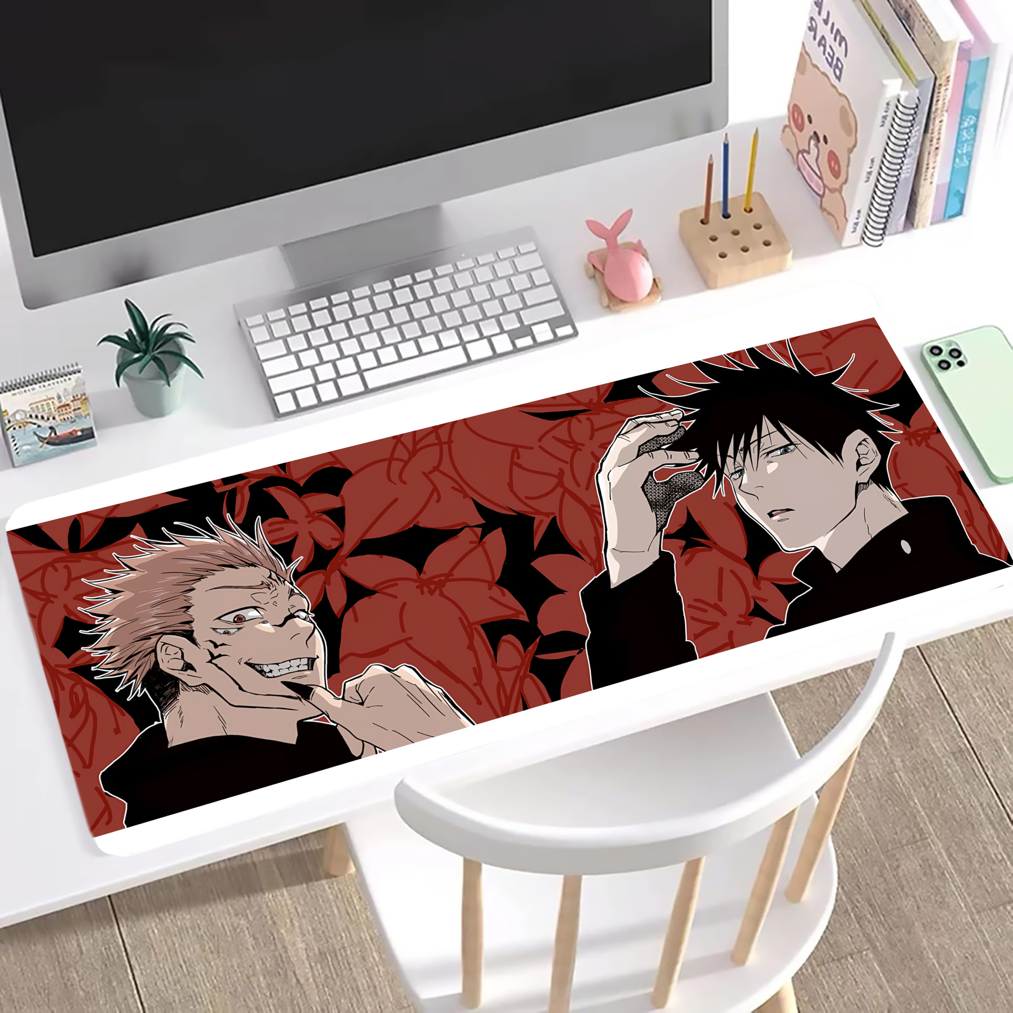 （画像用） 呪術廻戦 Jujutsu Kaisen ステッチ加工 大判デスクマット／滑り止めマウスパッド