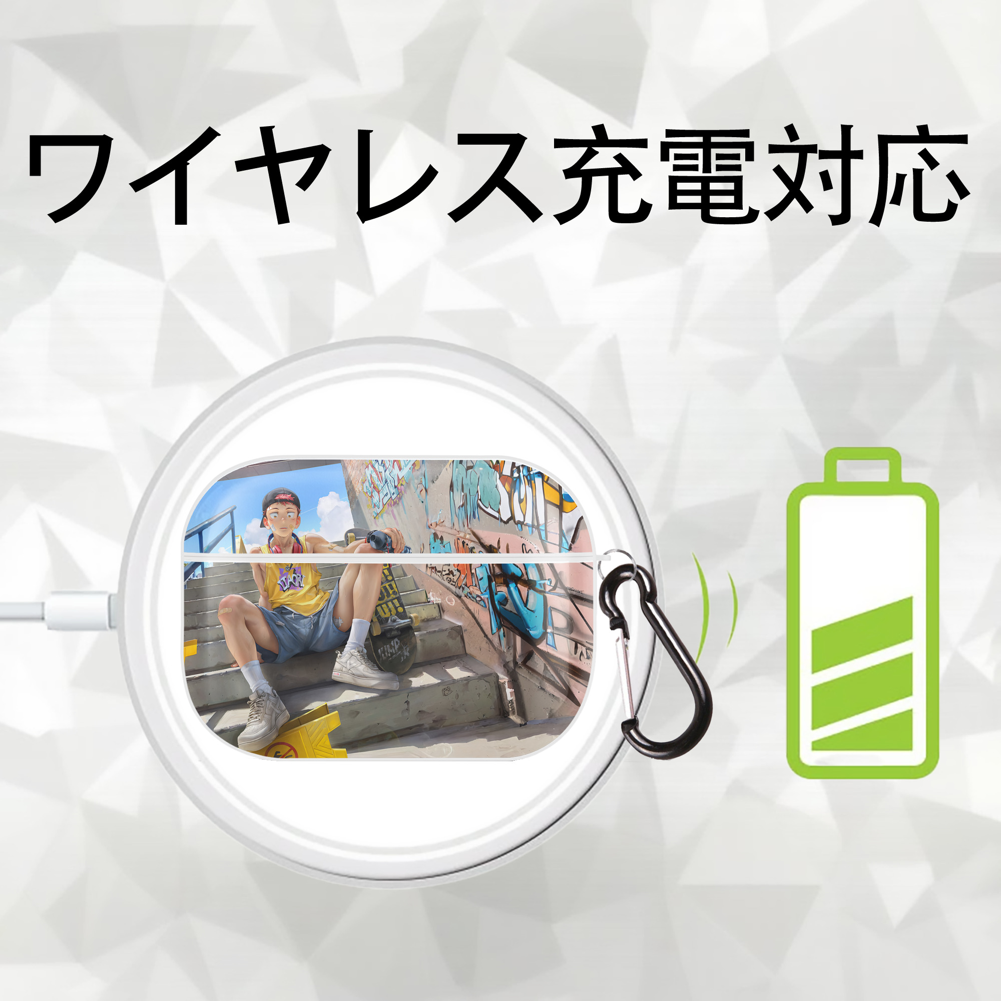 呪術廻戦 Jujutsu Kaisen 【AirPods Pro用】ハードシェル保護ケース 耐衝撃・防指紋・カラビナ付き商品仕様