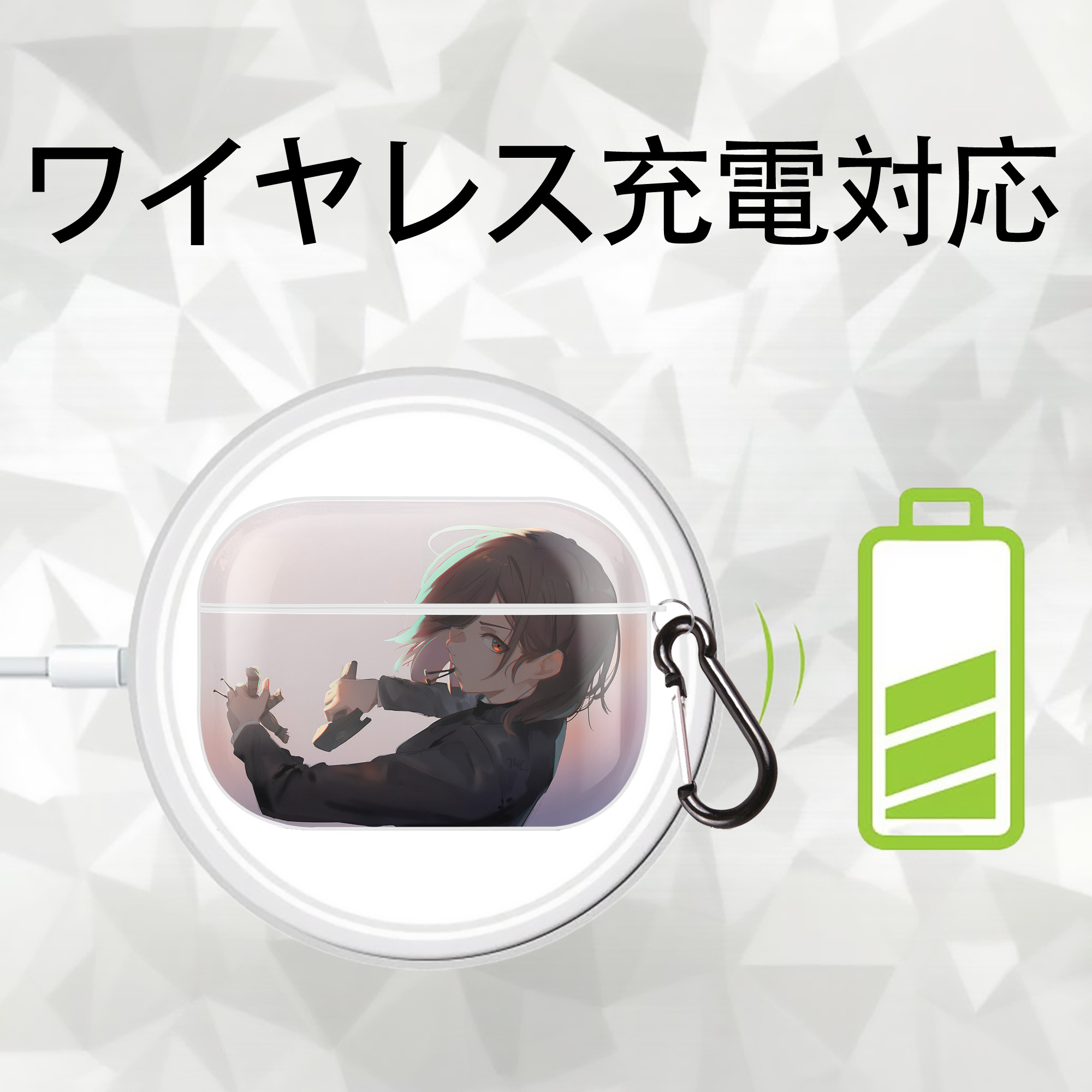 呪術廻戦 Jujutsu Kaisen 【AirPods Pro用】ハードシェル保護ケース 耐衝撃・防指紋・カラビナ付き商品仕様