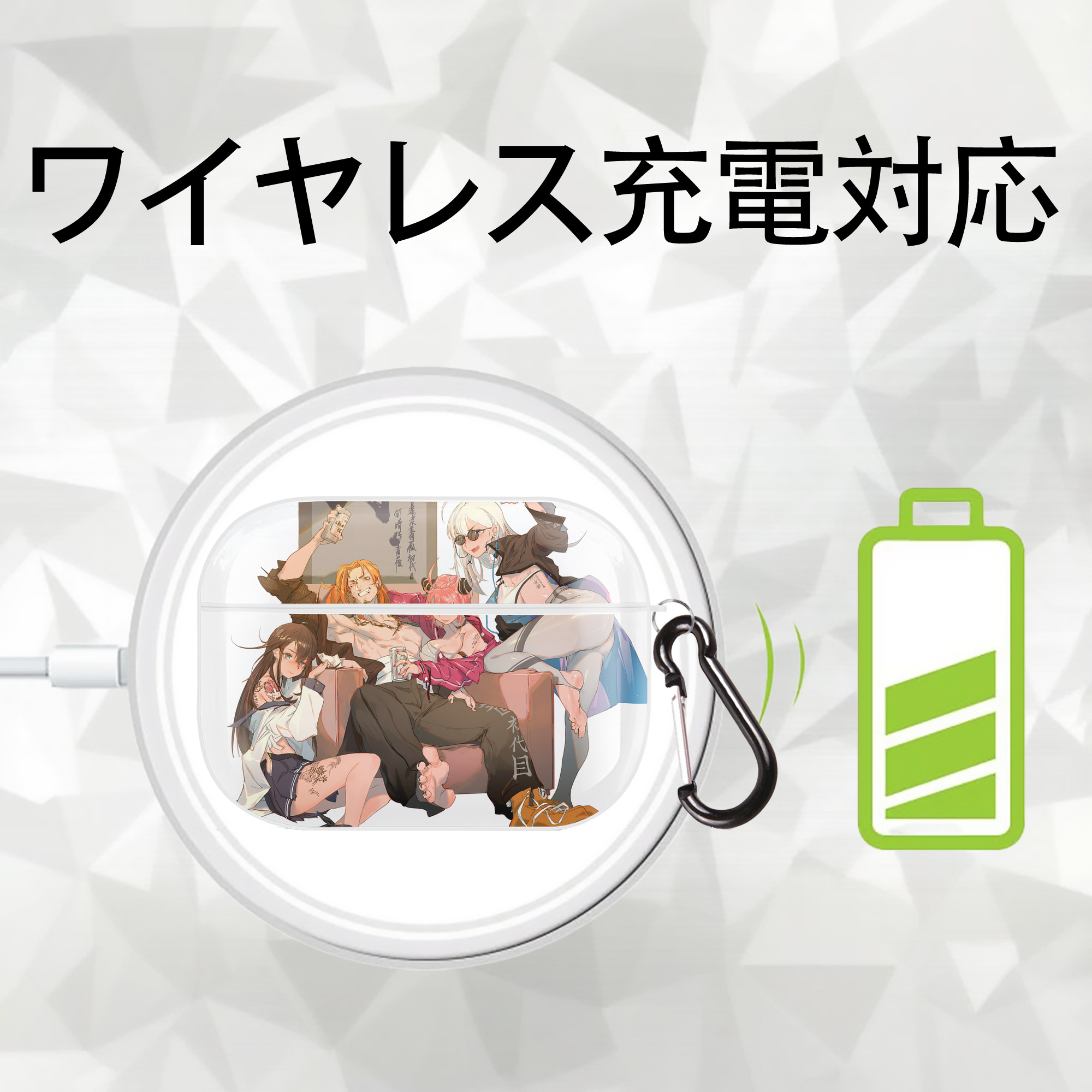 呪術廻戦 Jujutsu Kaisen 【AirPods Pro用】ハードシェル保護ケース 耐衝撃・防指紋・カラビナ付き商品仕様