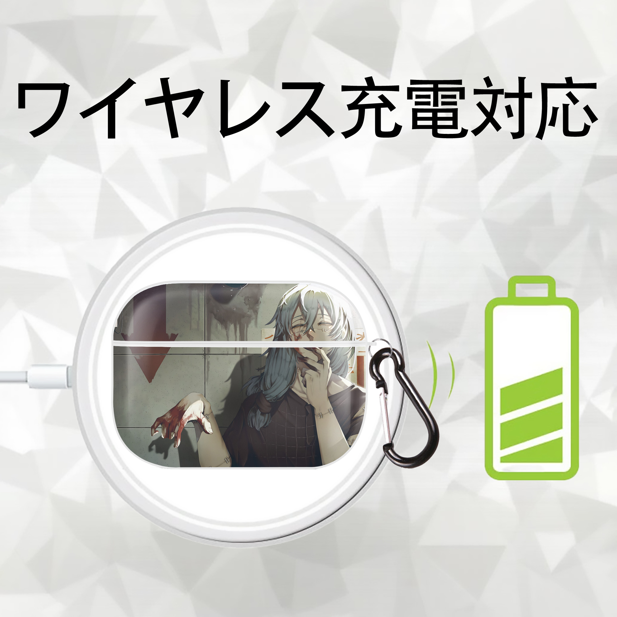 呪術廻戦 Jujutsu Kaisen 【AirPods Pro用】ハードシェル保護ケース 耐衝撃・防指紋・カラビナ付き商品仕様