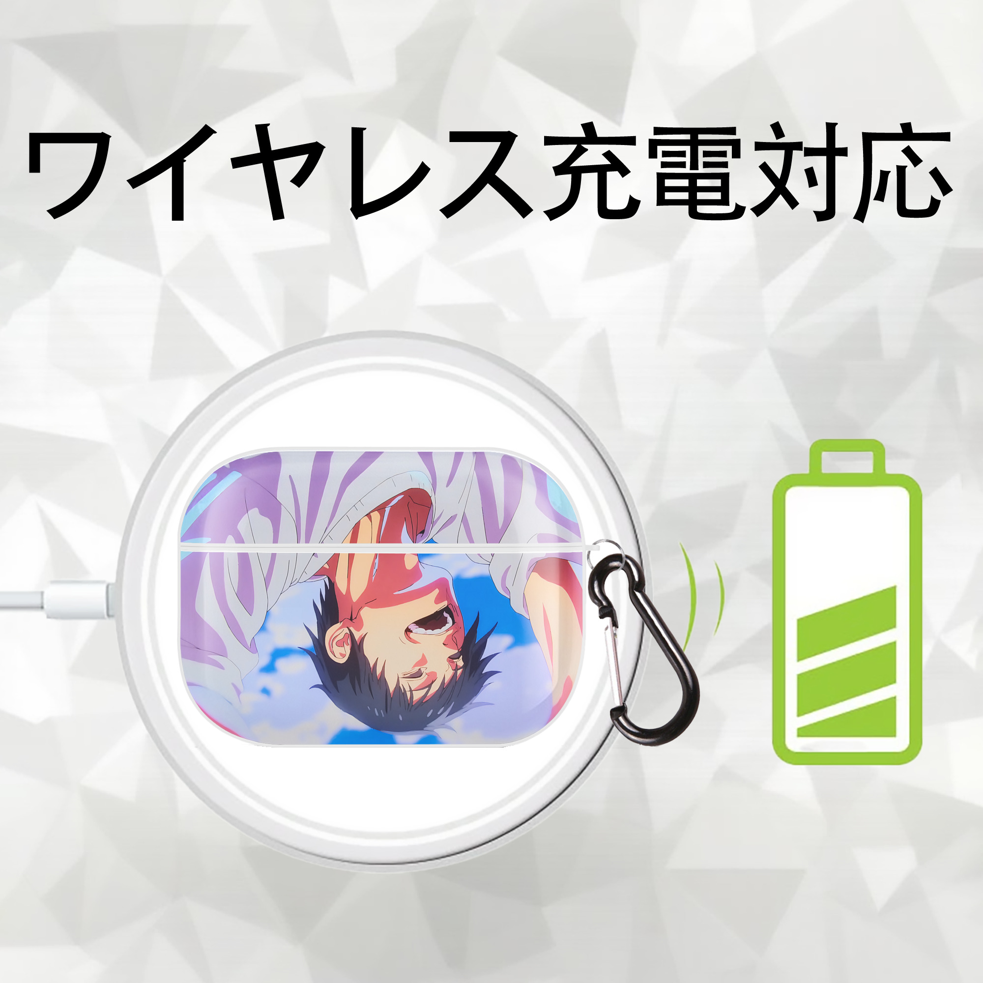 呪術廻戦 Jujutsu Kaisen 【AirPods Pro用】ハードシェル保護ケース 耐衝撃・防指紋・カラビナ付き商品仕様