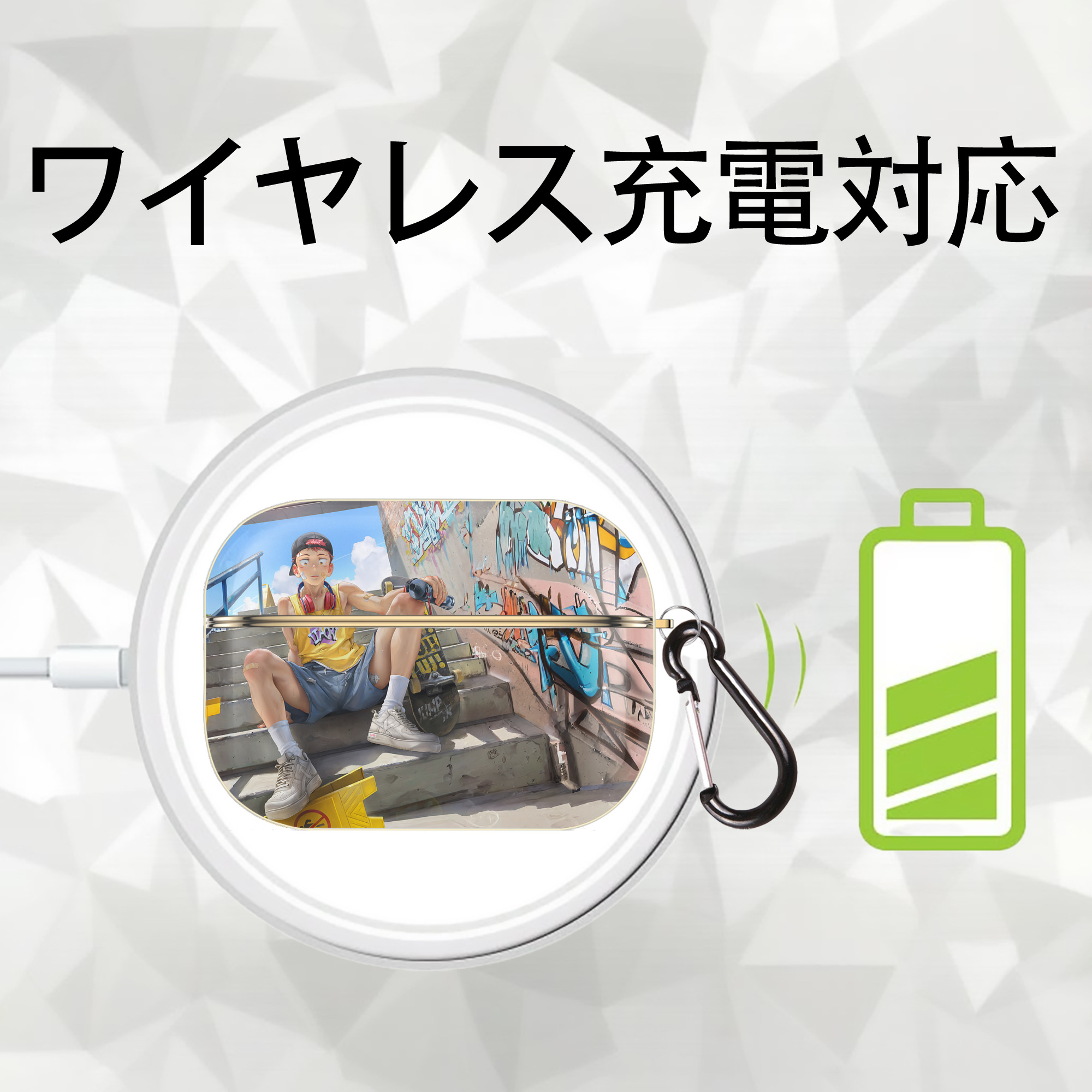 呪術廻戦 Jujutsu Kaisen 【AirPods Pro用】ハードシェル保護ケース｜耐衝撃・防指紋・カラビナ付き商品仕様
