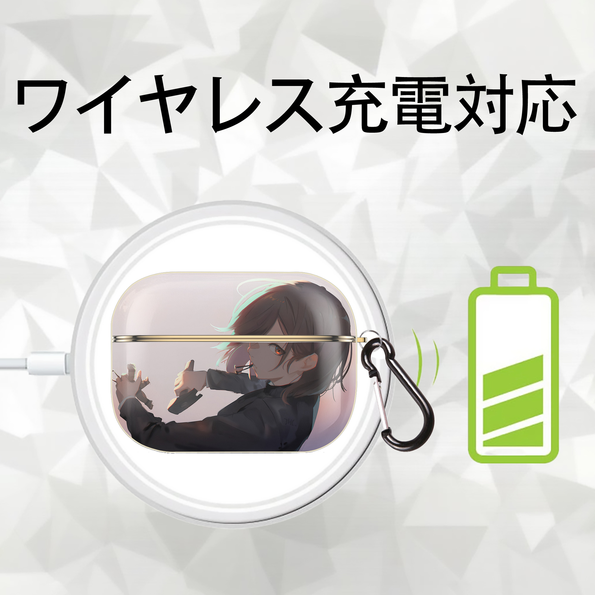 呪術廻戦 Jujutsu Kaisen 【AirPods Pro用】ハードシェル保護ケース｜耐衝撃・防指紋・カラビナ付き商品仕様