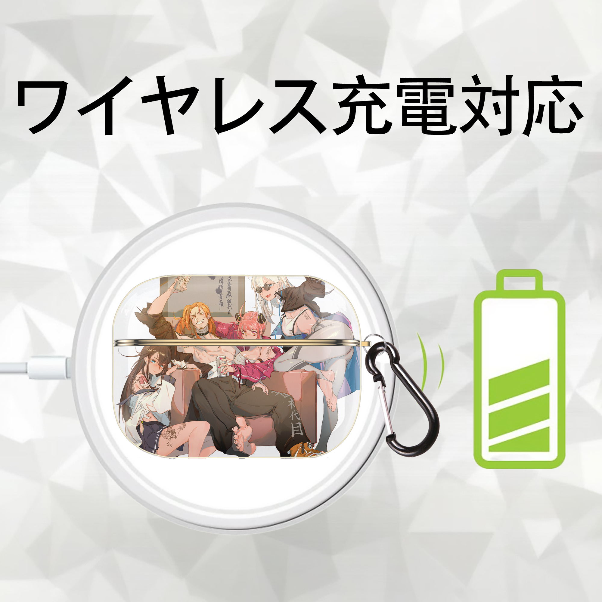 呪術廻戦 Jujutsu Kaisen 【AirPods Pro用】ハードシェル保護ケース｜耐衝撃・防指紋・カラビナ付き商品仕様